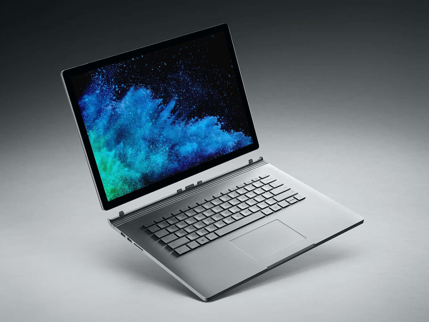 Surface Book, silver, gradient gray background, HD Desktop Wallpaper