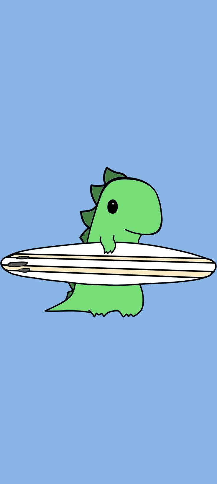 surfboard, dino, green, HD Phone Wallpaper