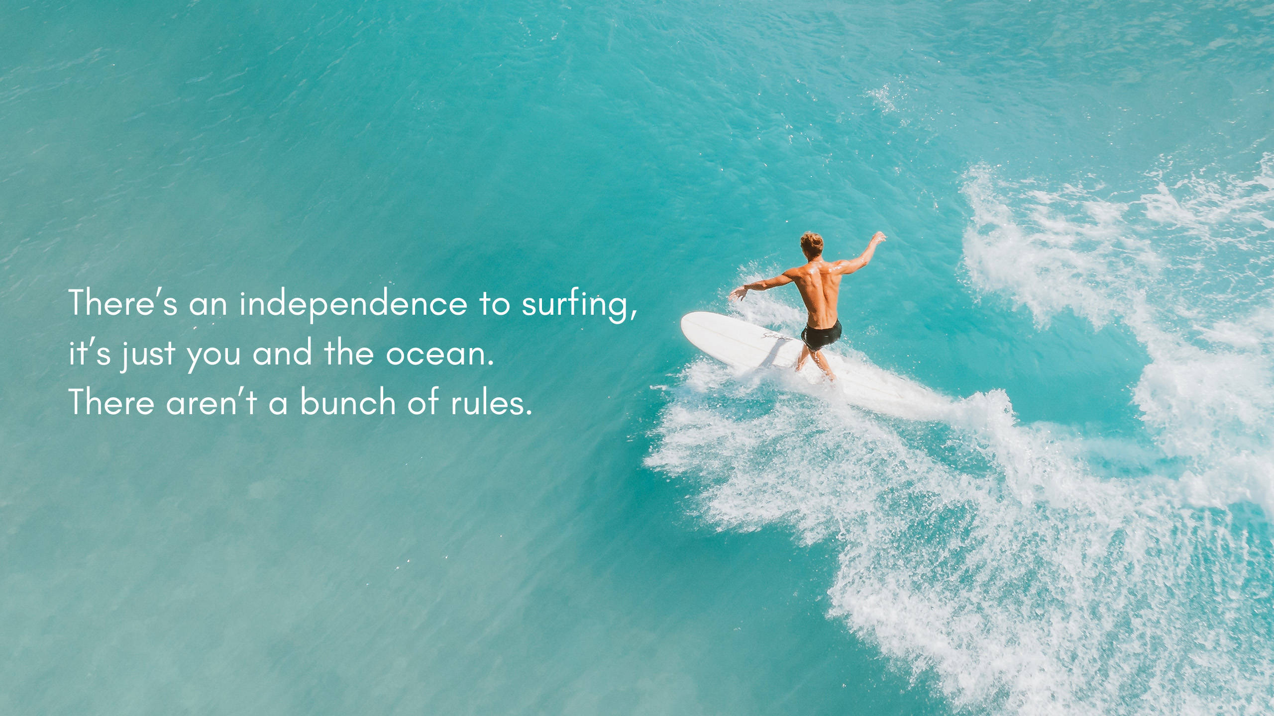 turquoise wave, white foam, surfer, 2K Desktop Wallpaper
