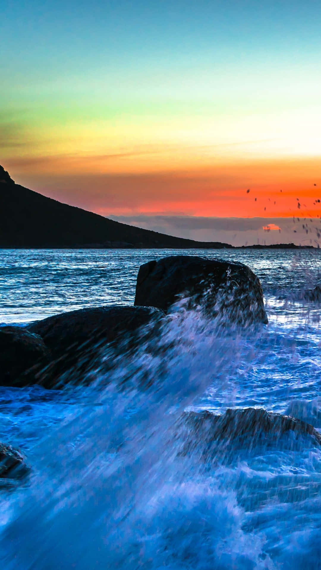 iPhone, sunset, ocean waves, Full HD Phone Wallpaper