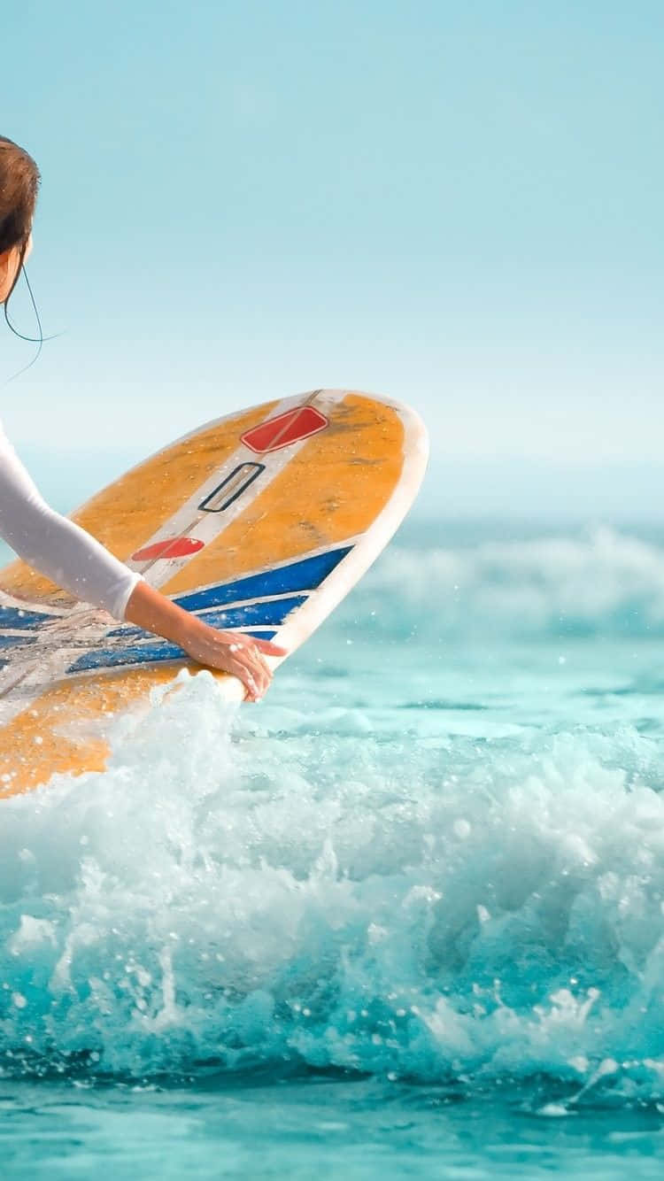 Surfing iPhone, colorful board, turquoise waves, HD Phone Wallpaper
