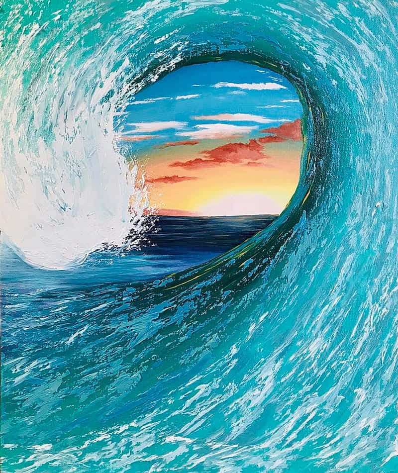 Surfing iPhone, turquoise ocean wave, tunnel, SD Phone Wallpaper