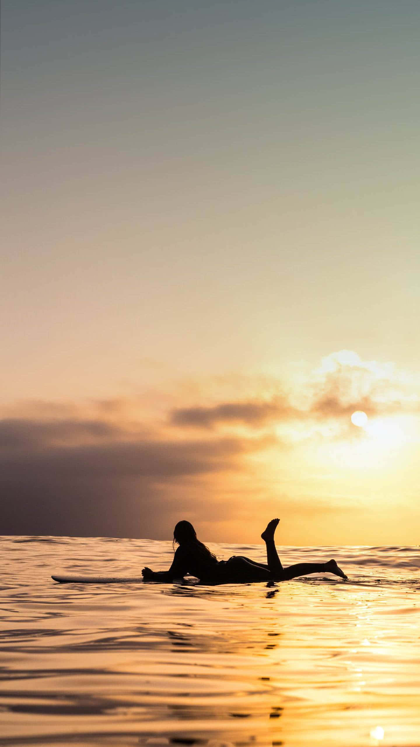surfing iPhone, surfer, surfer silhouette, Full HD Phone Wallpaper
