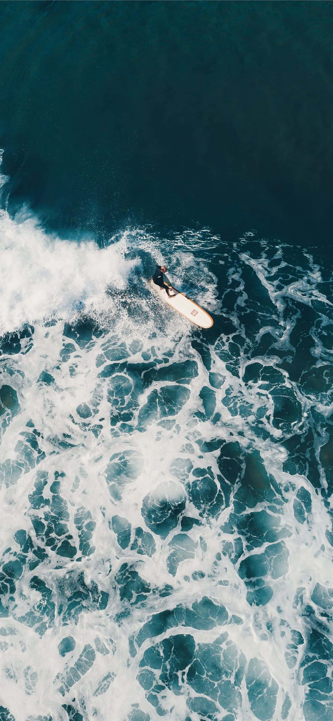 Surfing iPhone, foamy ocean wave, aerial view, Full HD Phone Wallpaper
