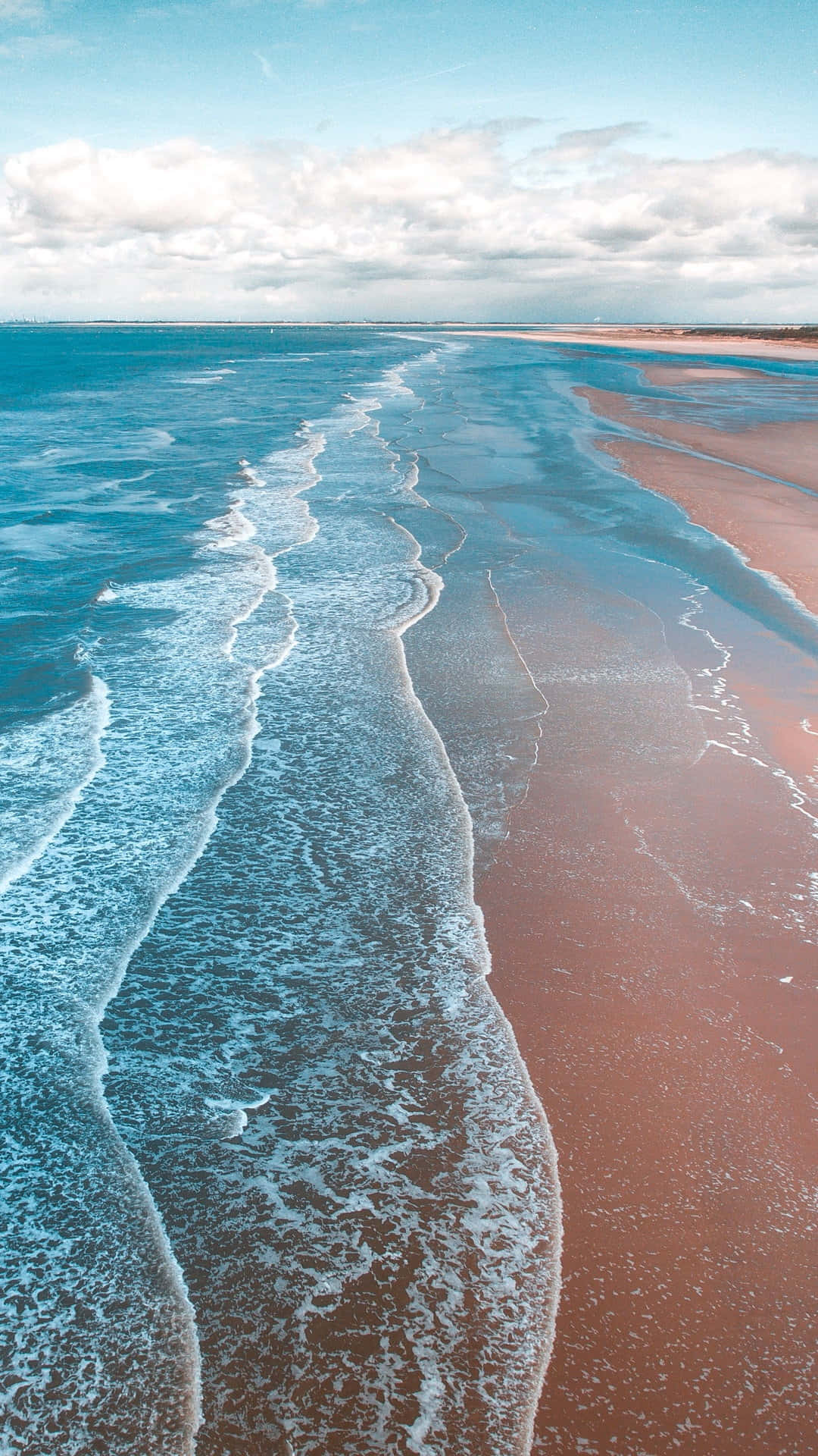 iPhone, turquoise waves, pinkish sand beach, Full HD Phone Wallpaper