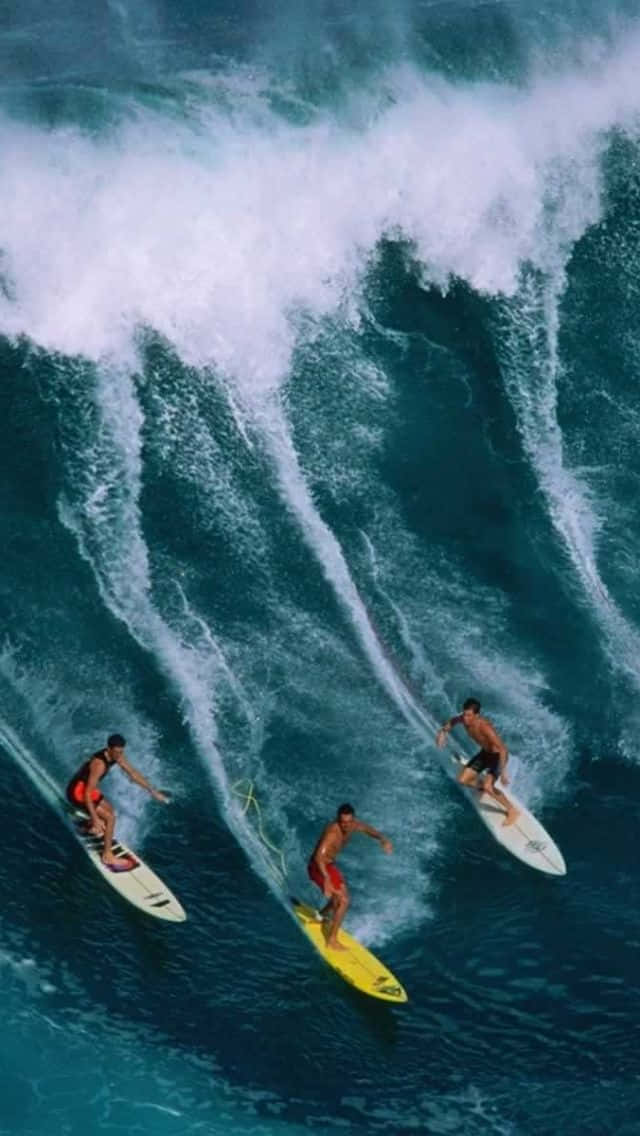 Surfing iPhone, turquoise wave, white foam, SD Phone Wallpaper