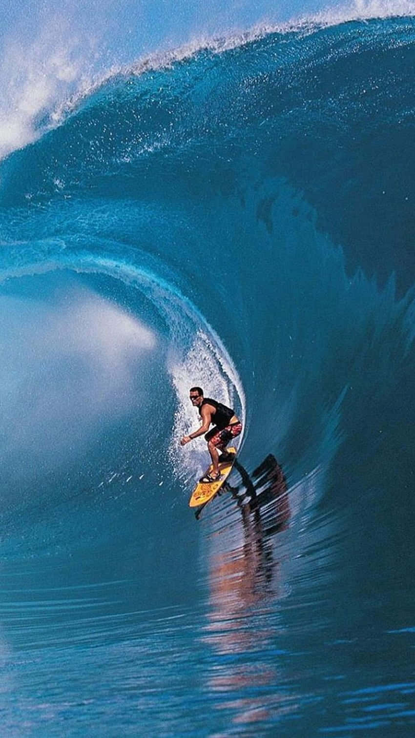 Surfing iPhone, turquoise wave, barrel, HD Phone Wallpaper