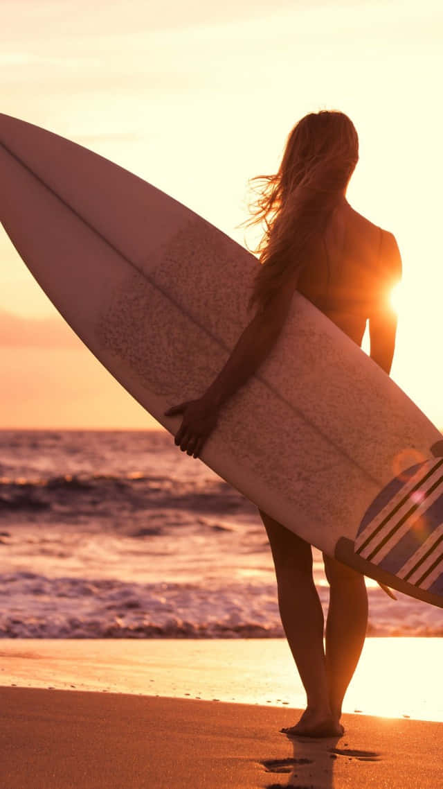 iPhone, surfer, sunset, SD Phone Wallpaper