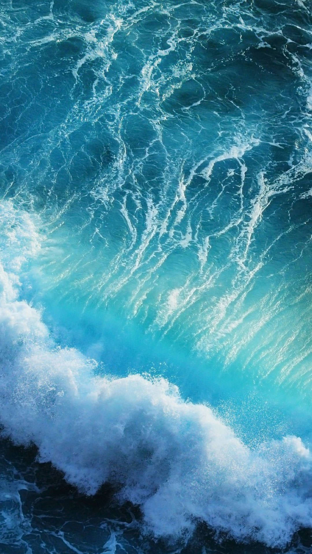 ocean waves, turquoise, white foam, Full HD Phone Wallpaper