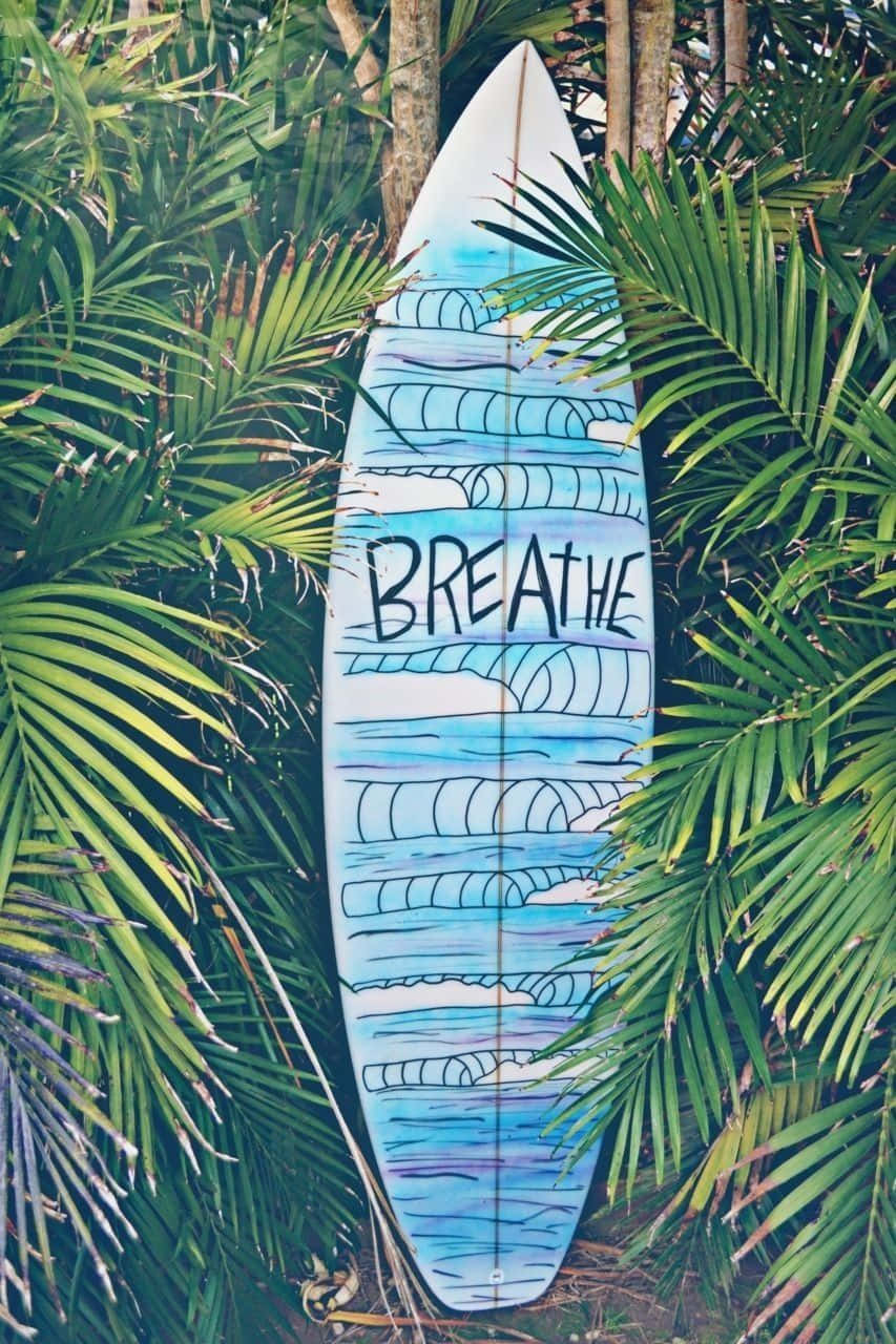 cool blue surfboard, BREATHE, wave patterns, HD Phone Wallpaper