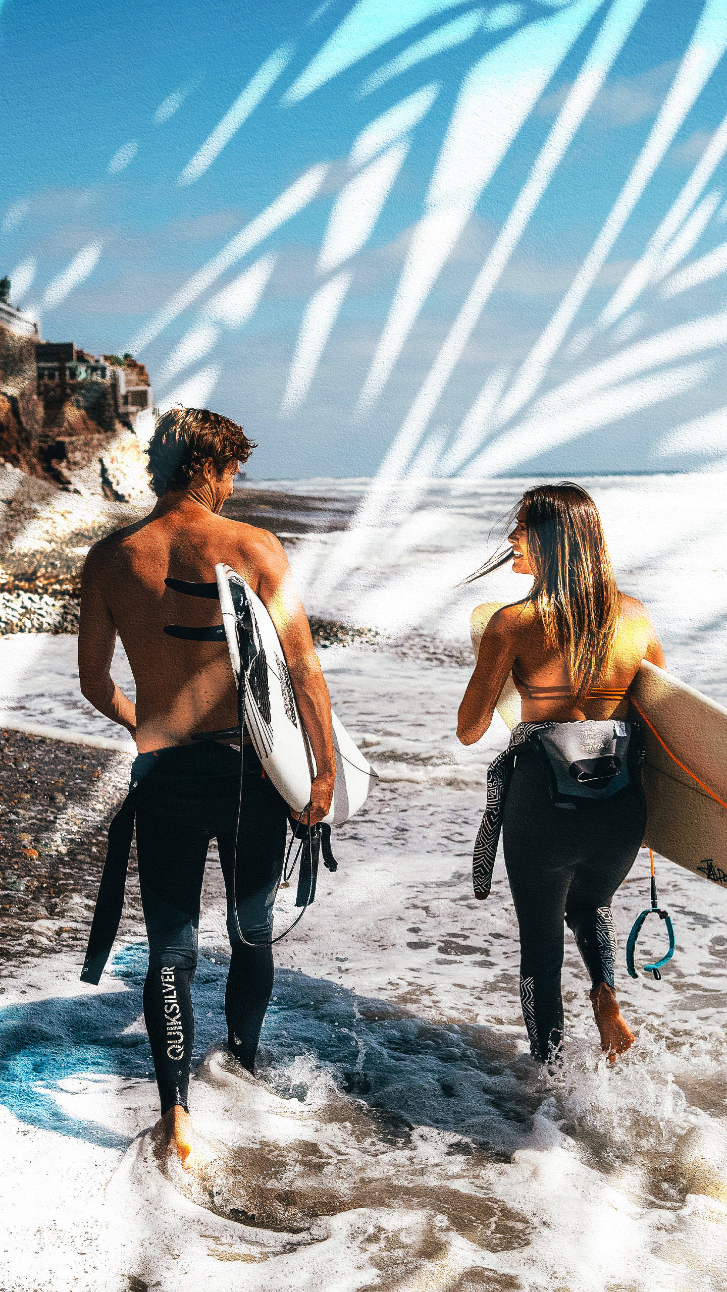 couple, surfers, wetsuits, 2K Phone Wallpaper