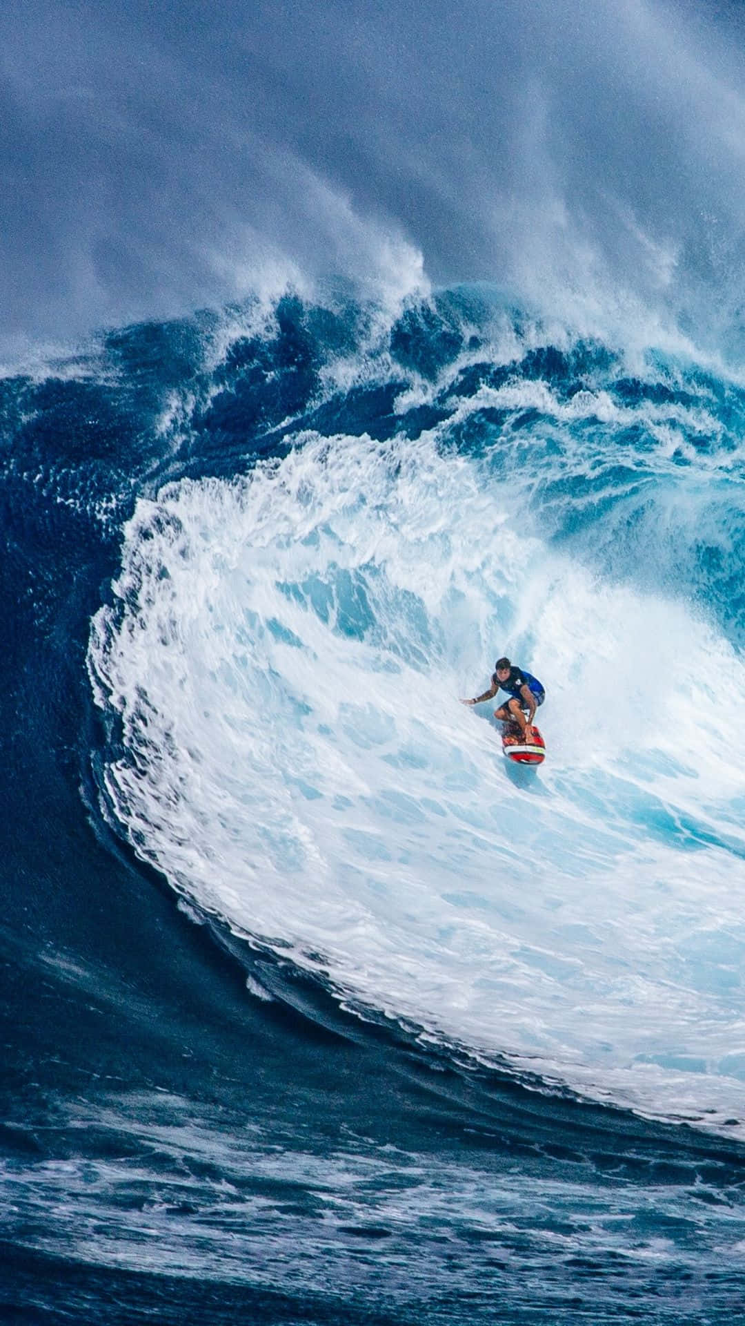 Surfing, sports phone, massive curling ocean wave, Full HD Phone Wallpaper