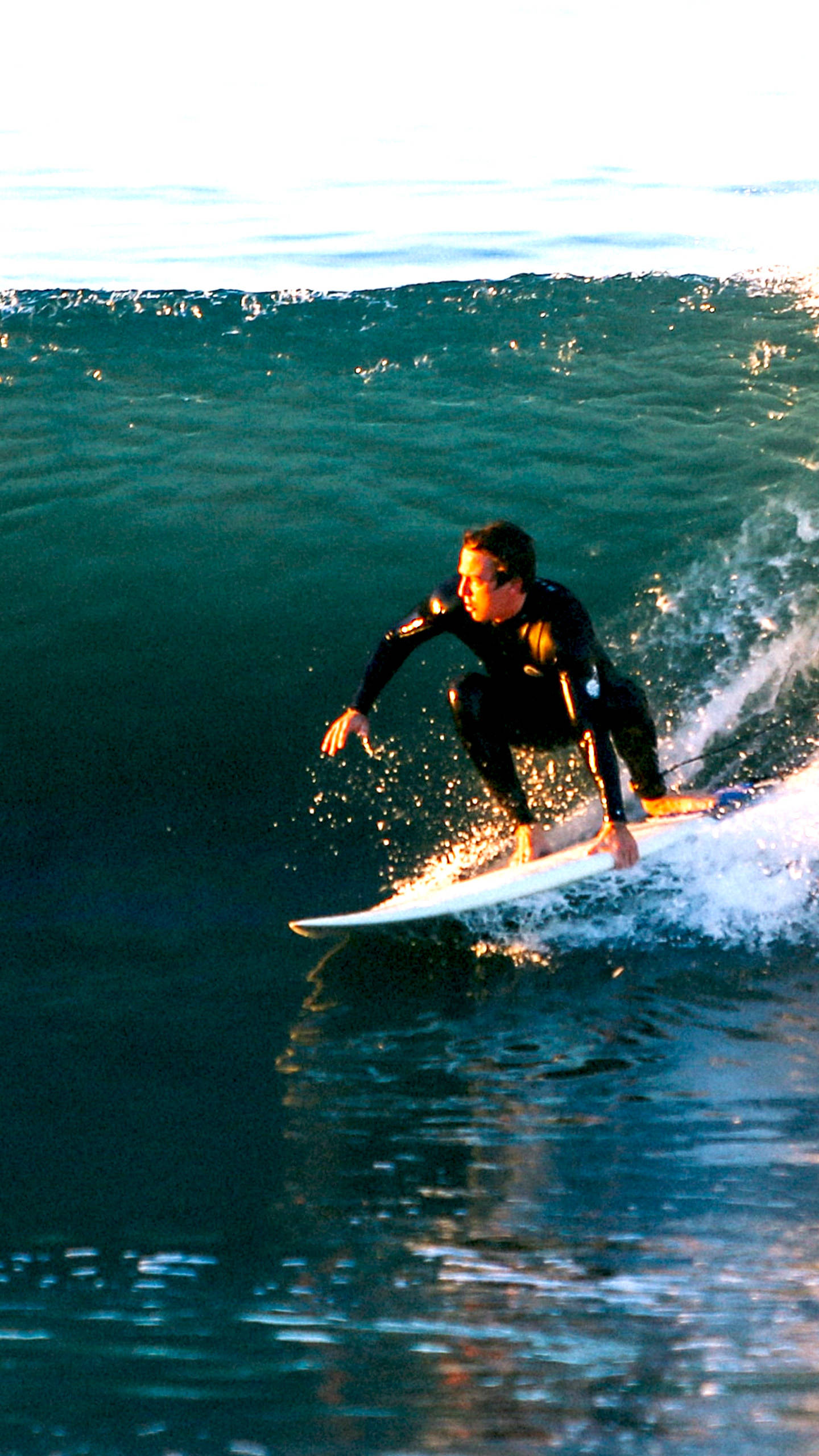 surfing guy, black wetsuit, ocean wave, 2K Phone Wallpaper