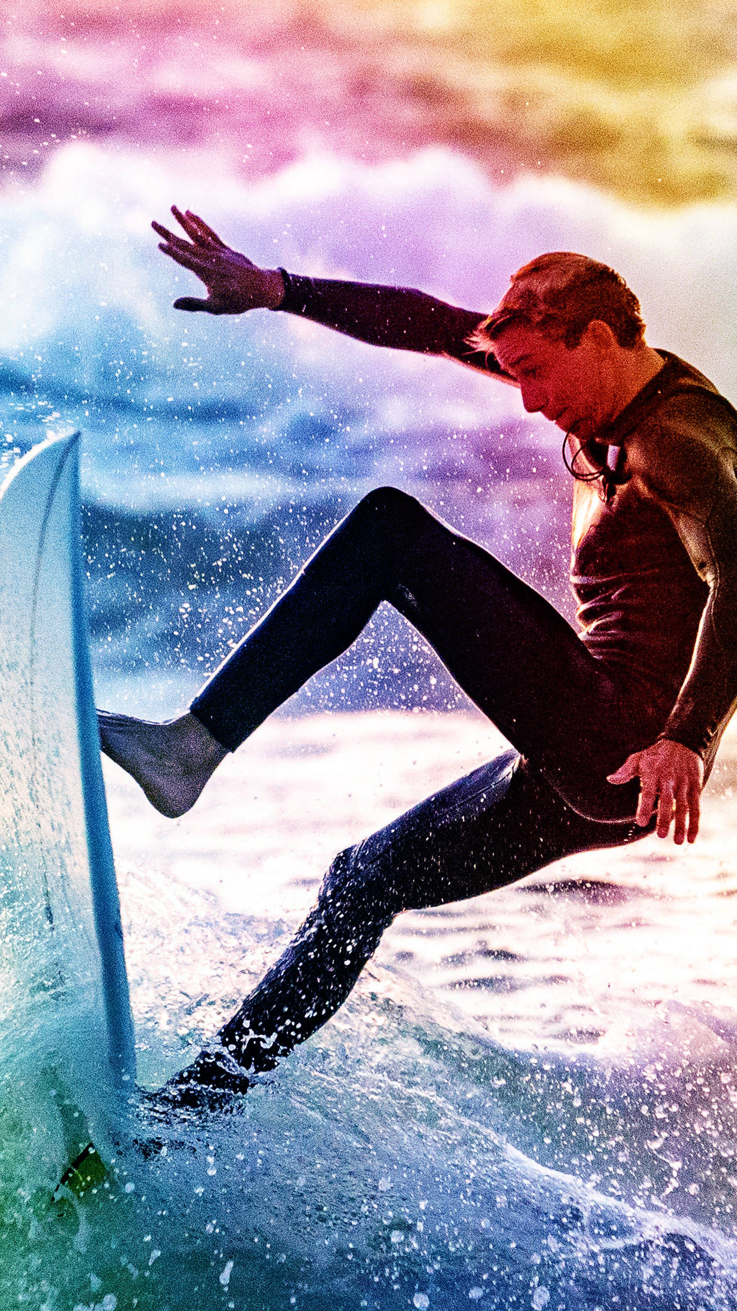 Surfing Guy, wetsuit, wave, 2K Phone Wallpaper
