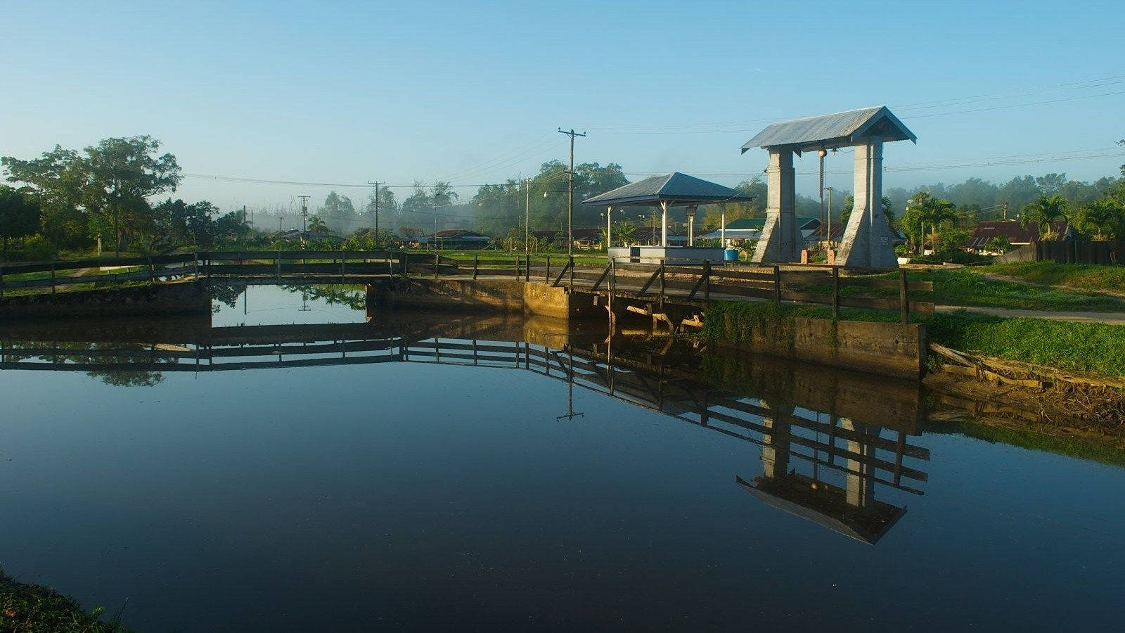 Suriname, fish pond, rural canal, HD Desktop Wallpaper