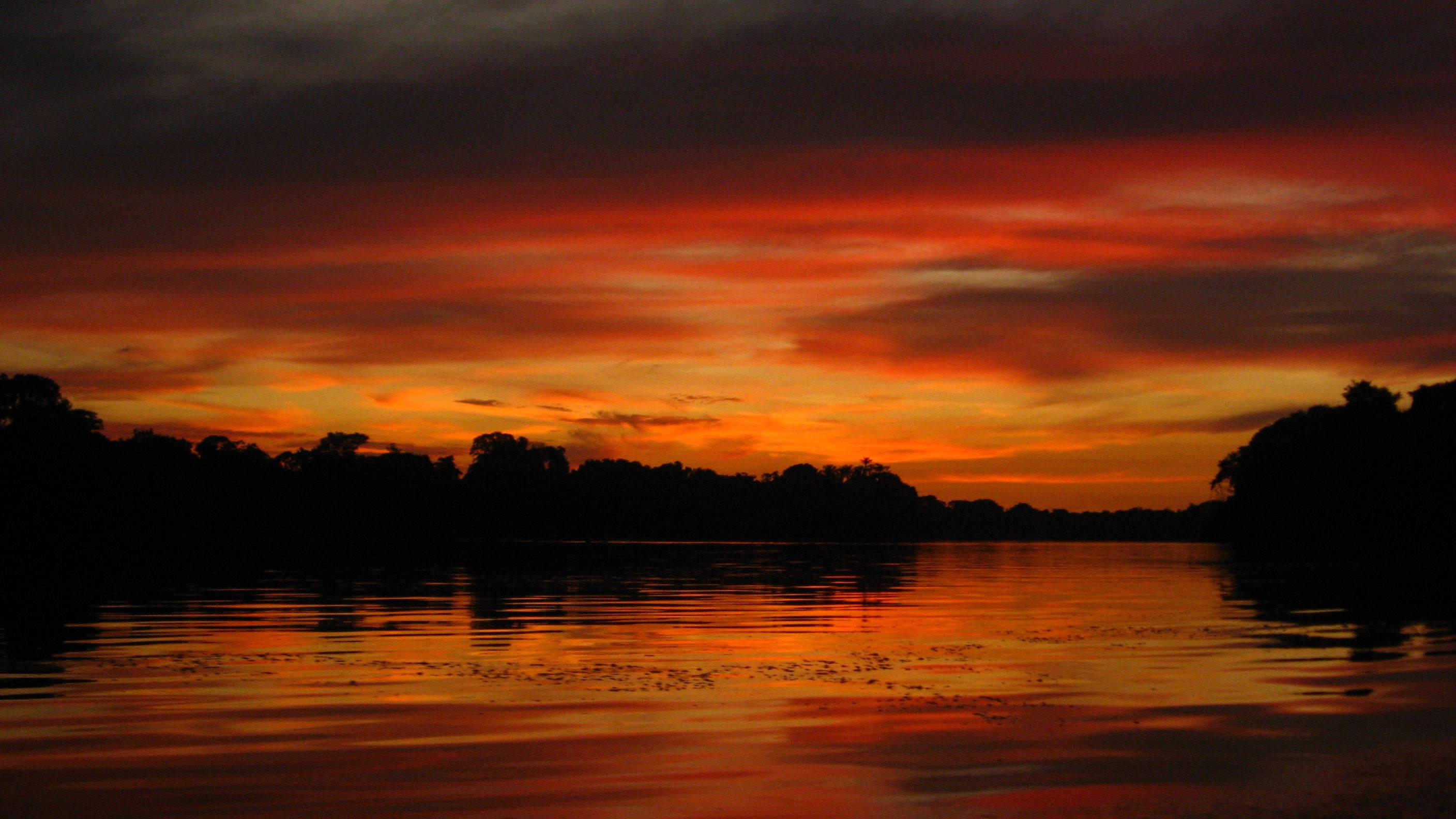 Suriname, sunset, orange, 2K Desktop Wallpaper