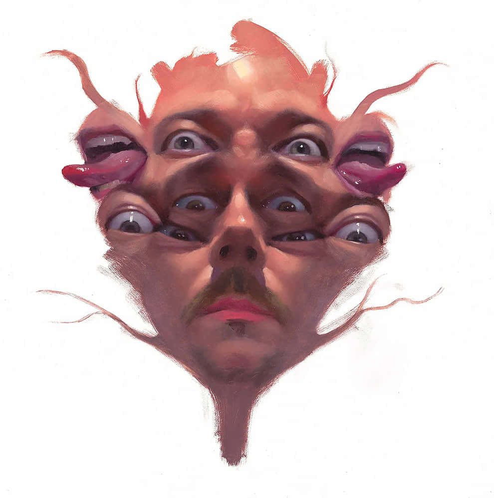 multifaceted human head, surreal oil painting, distorted face, SD Phone Wallpaper