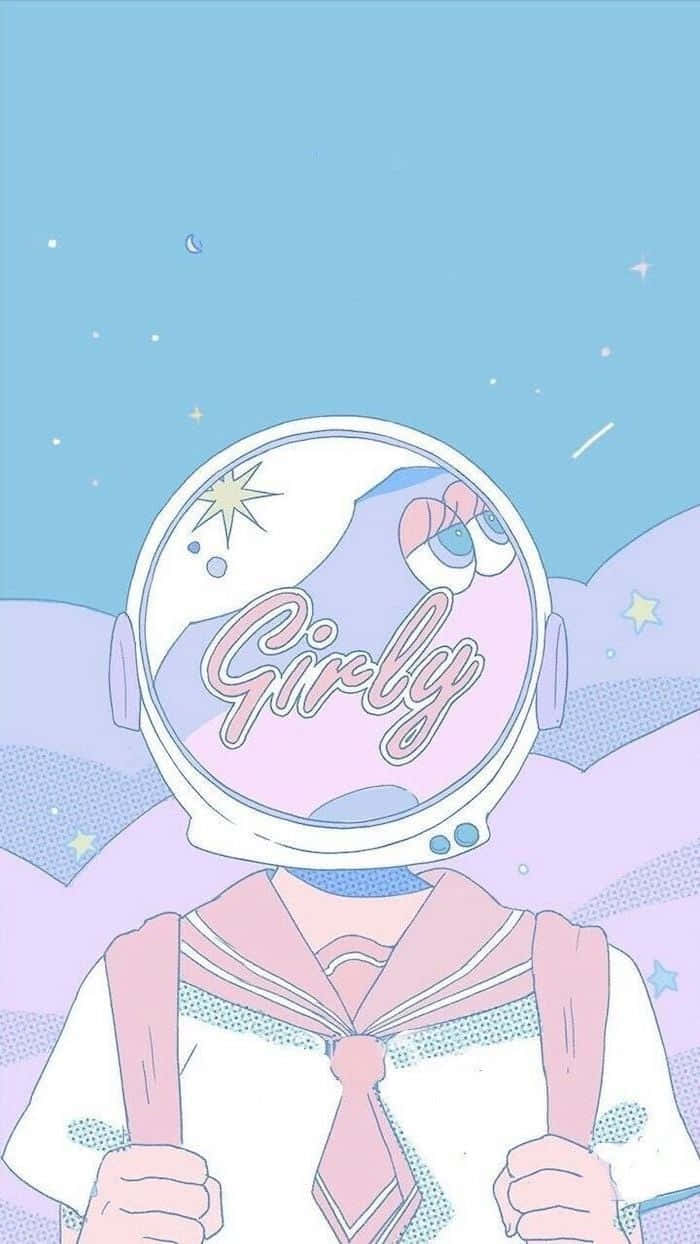 anime girl, pink sailor uniform, astronaut helmet, SD Phone Wallpaper