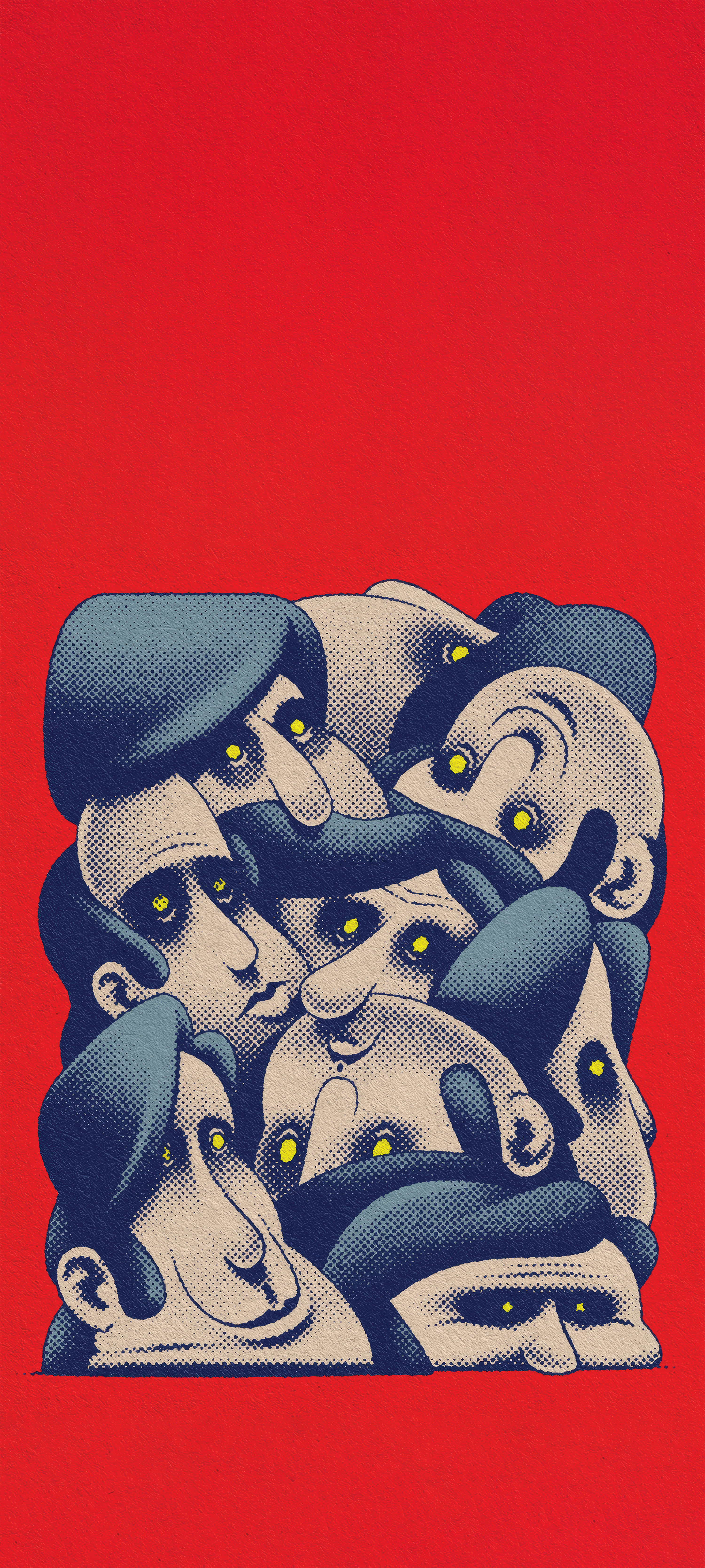 abstract faces, retro pop art, red, 5K Phone Wallpaper