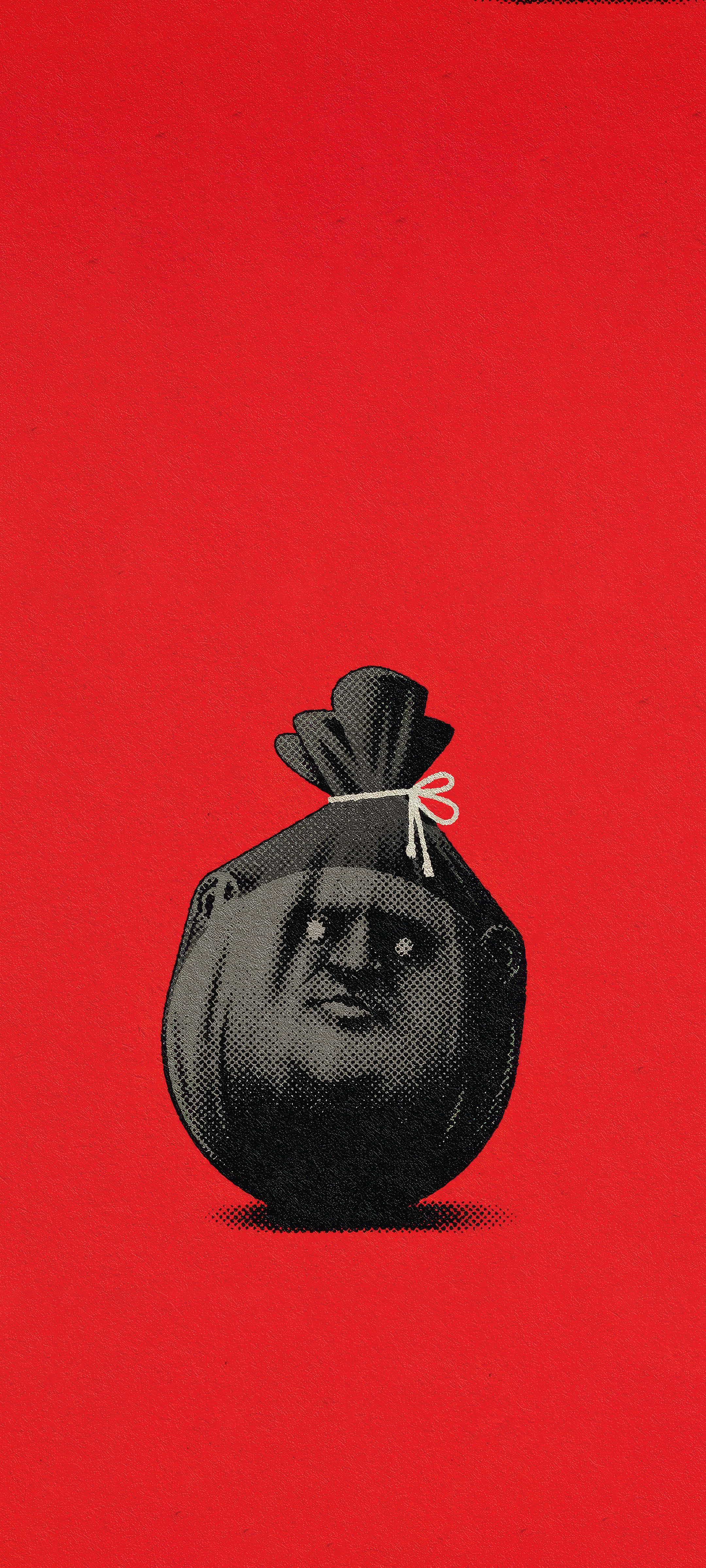 surreal, minimalist, trash bag face, 4K Phone Wallpaper