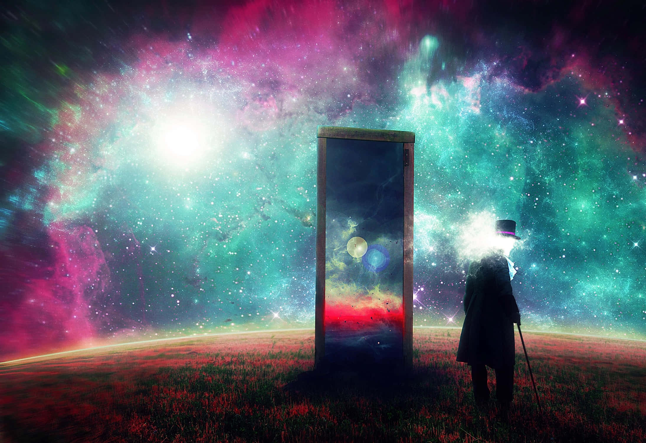 surrealism, cosmic door, top hat, Full HD Desktop Wallpaper