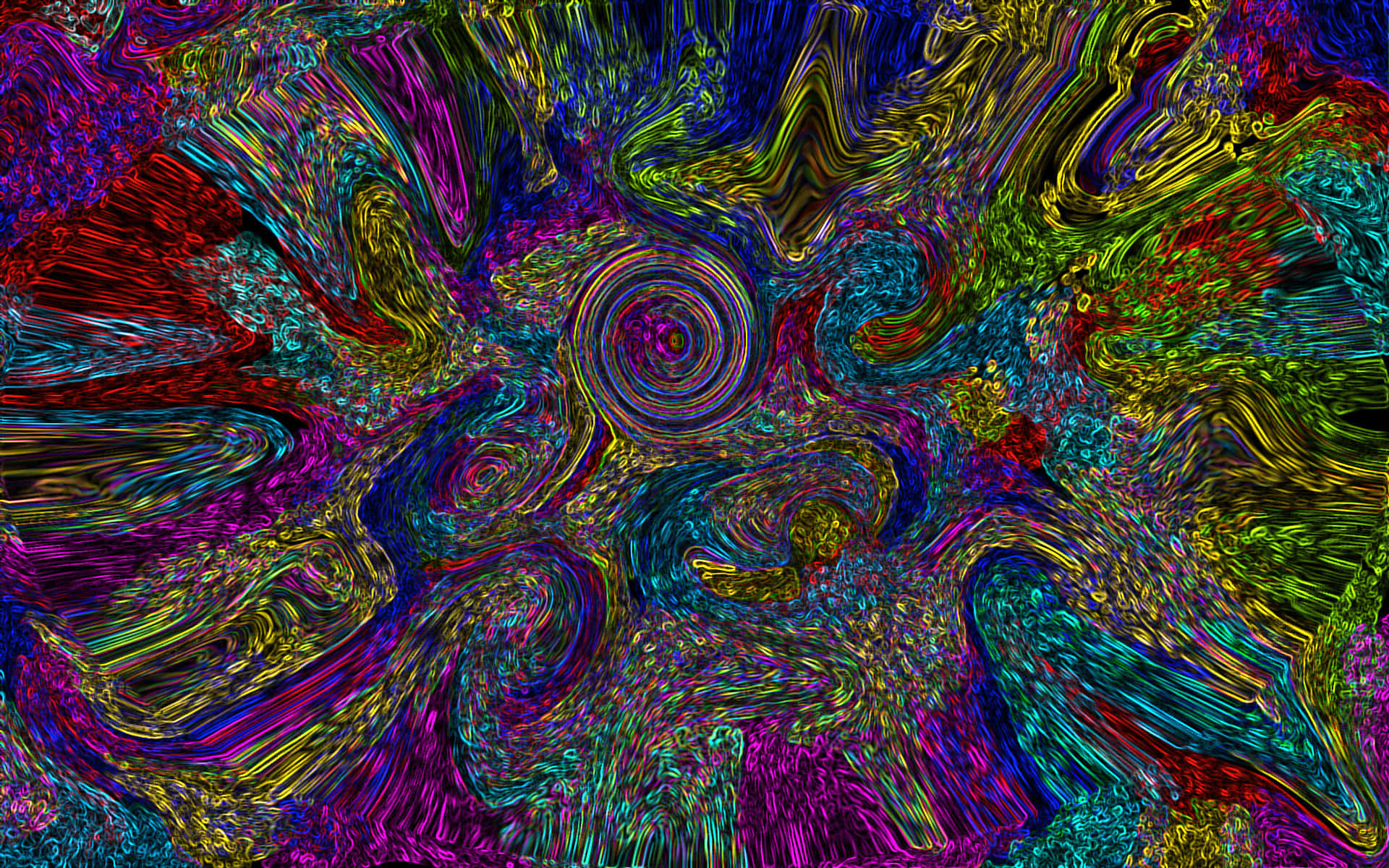 psychedelic 3d art, neon colors, glowing concentric circles, Full HD Desktop Wallpaper