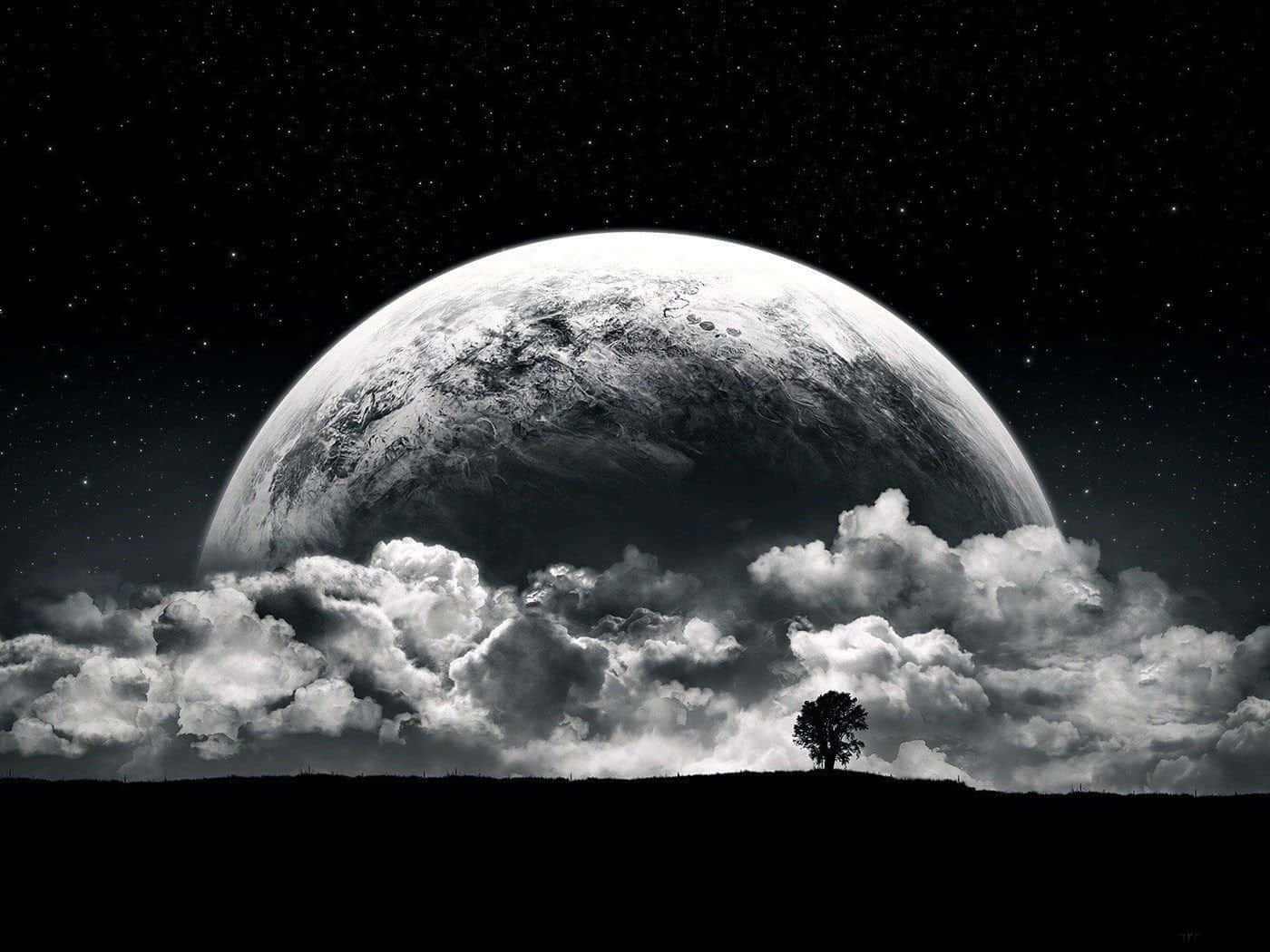 dark surrealism, lone tree, hill, HD Desktop Wallpaper