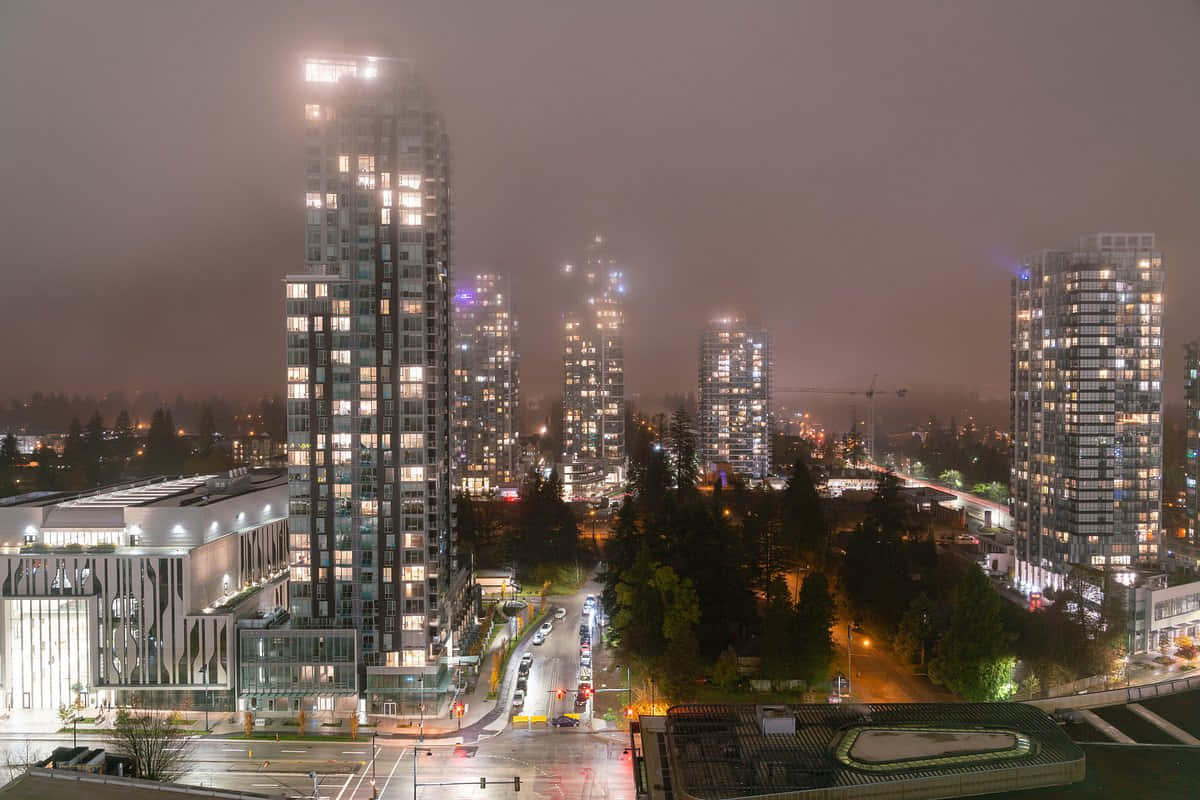 Surrey, Nighttime Cityscape, Fog, SD Desktop Wallpaper
