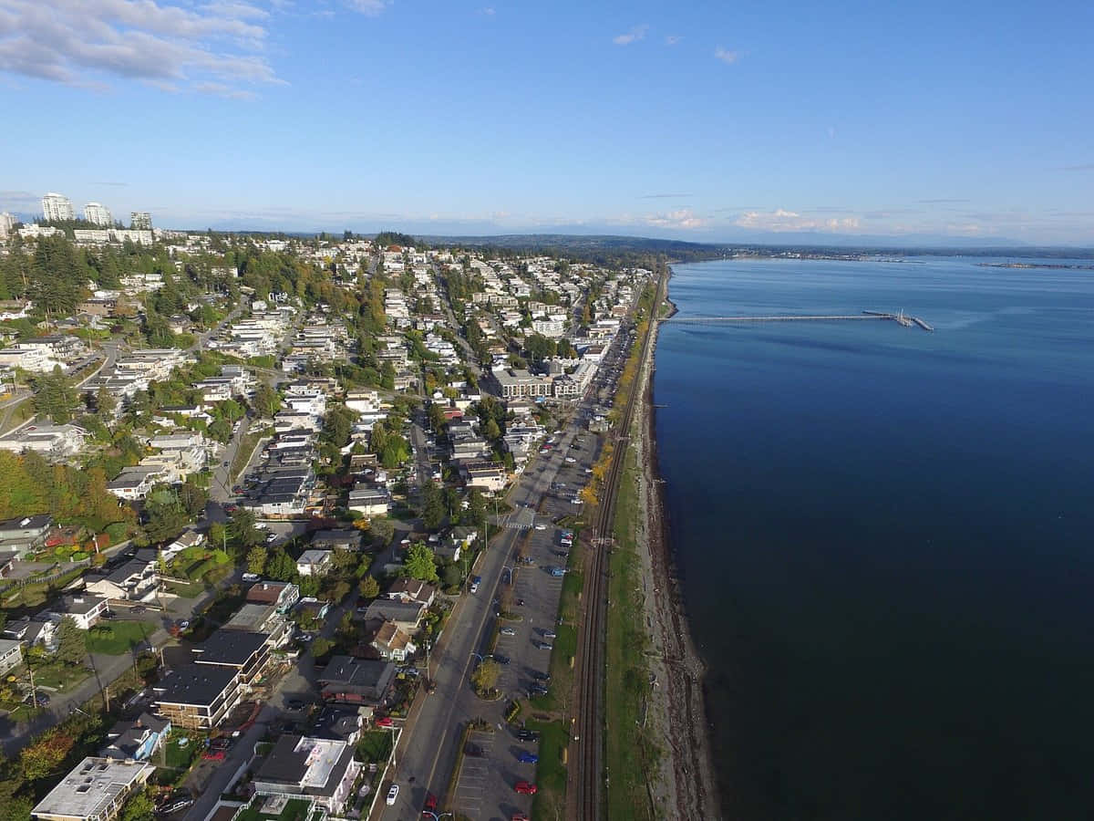 Surrey Canada, coastal town, aerial view, SD Desktop Wallpaper