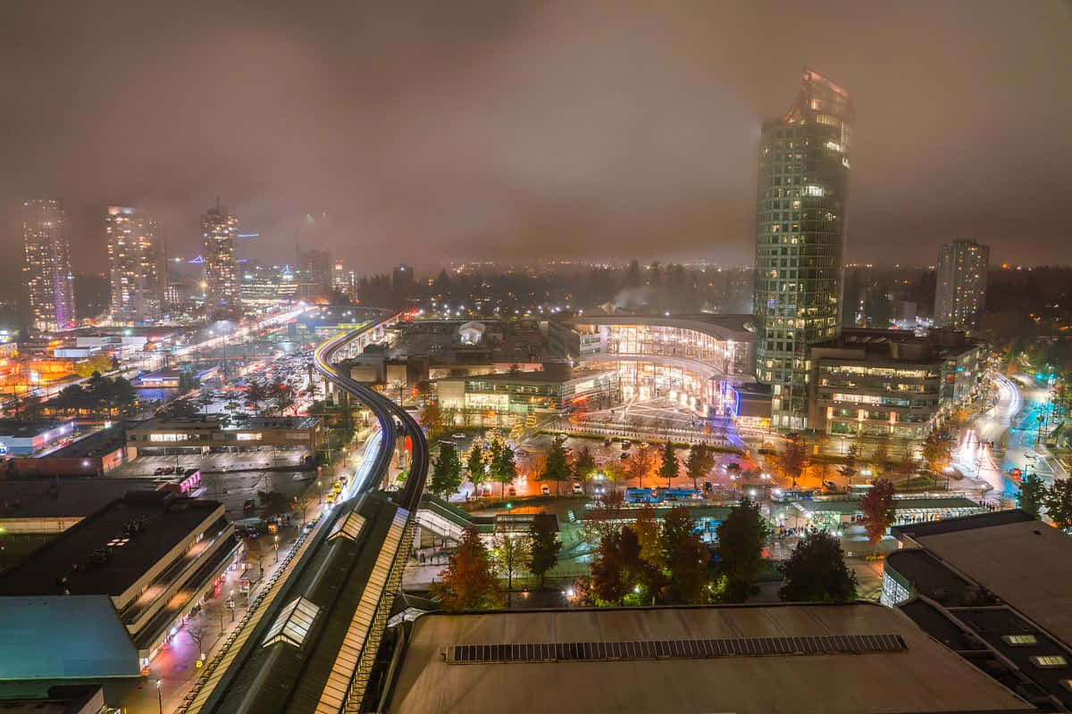 Surrey Cityscape, Night Lights, glowing skyscrapers, SD Desktop Wallpaper