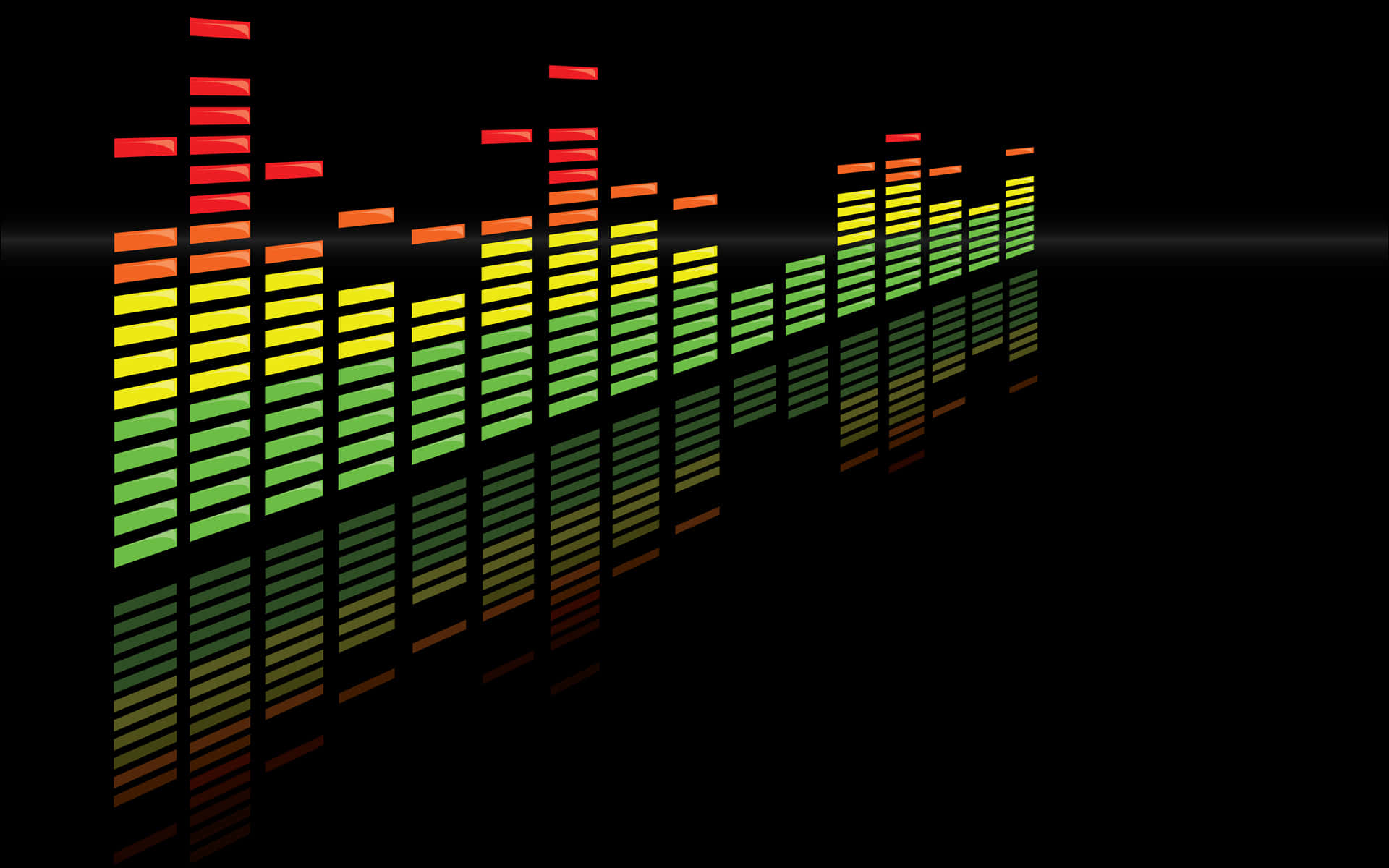 colorful digital sound wave visualization, red yellow and green, black, Full HD Desktop Wallpaper