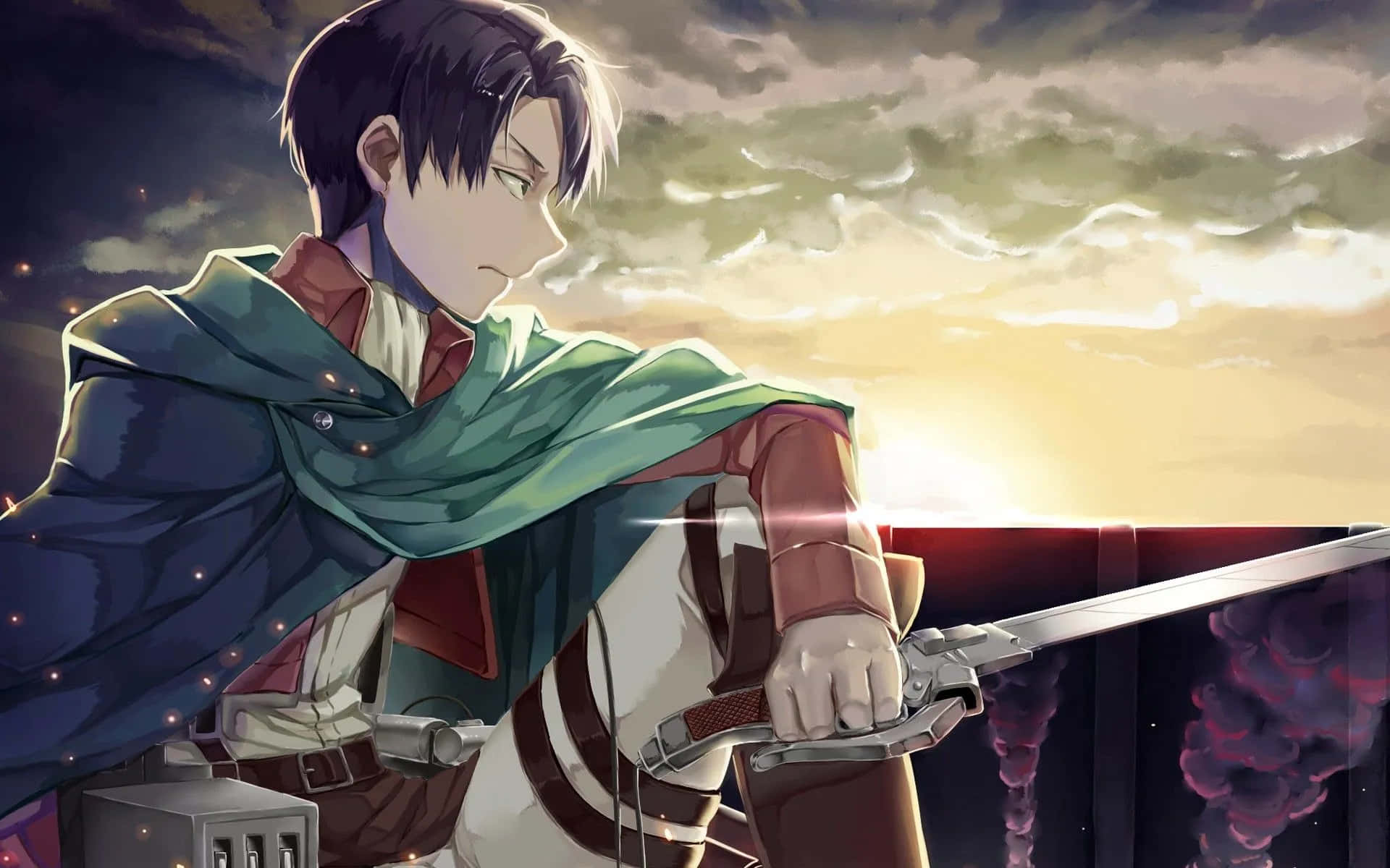 Survey Corps cape, anime warrior, green cloak, Full HD Desktop Wallpaper