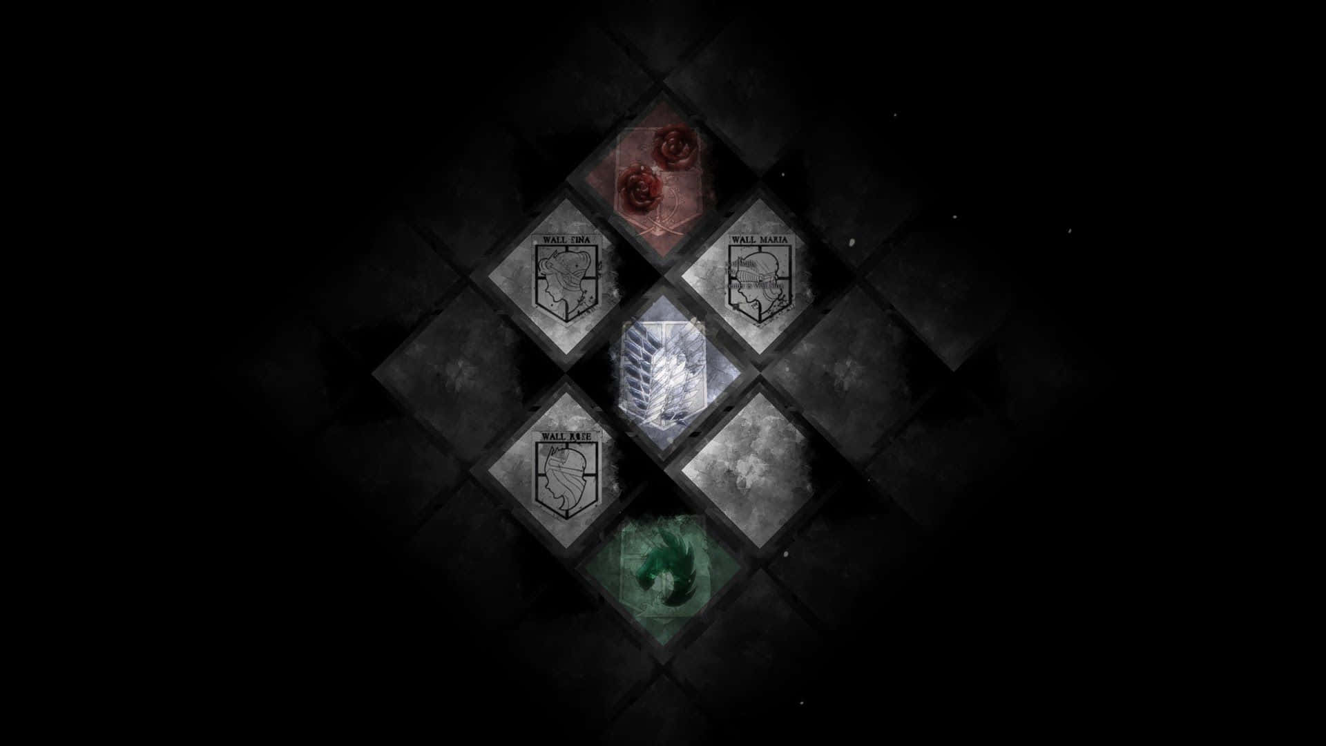 Survey Corps, diamond-shaped grid, nine panels, Full HD Desktop Wallpaper