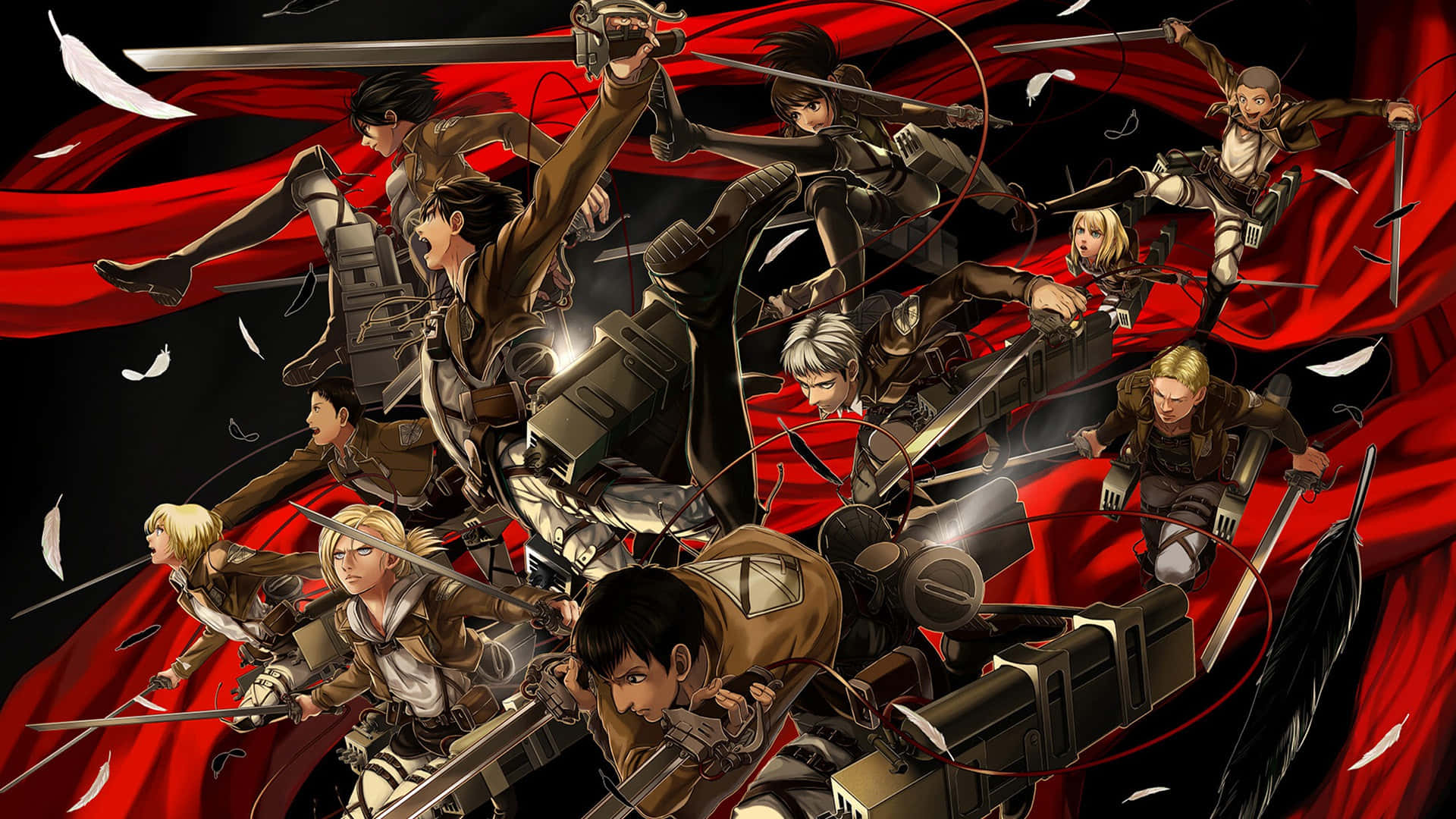 Survey Corps, 3d-render gear, swords, Full HD Desktop Wallpaper