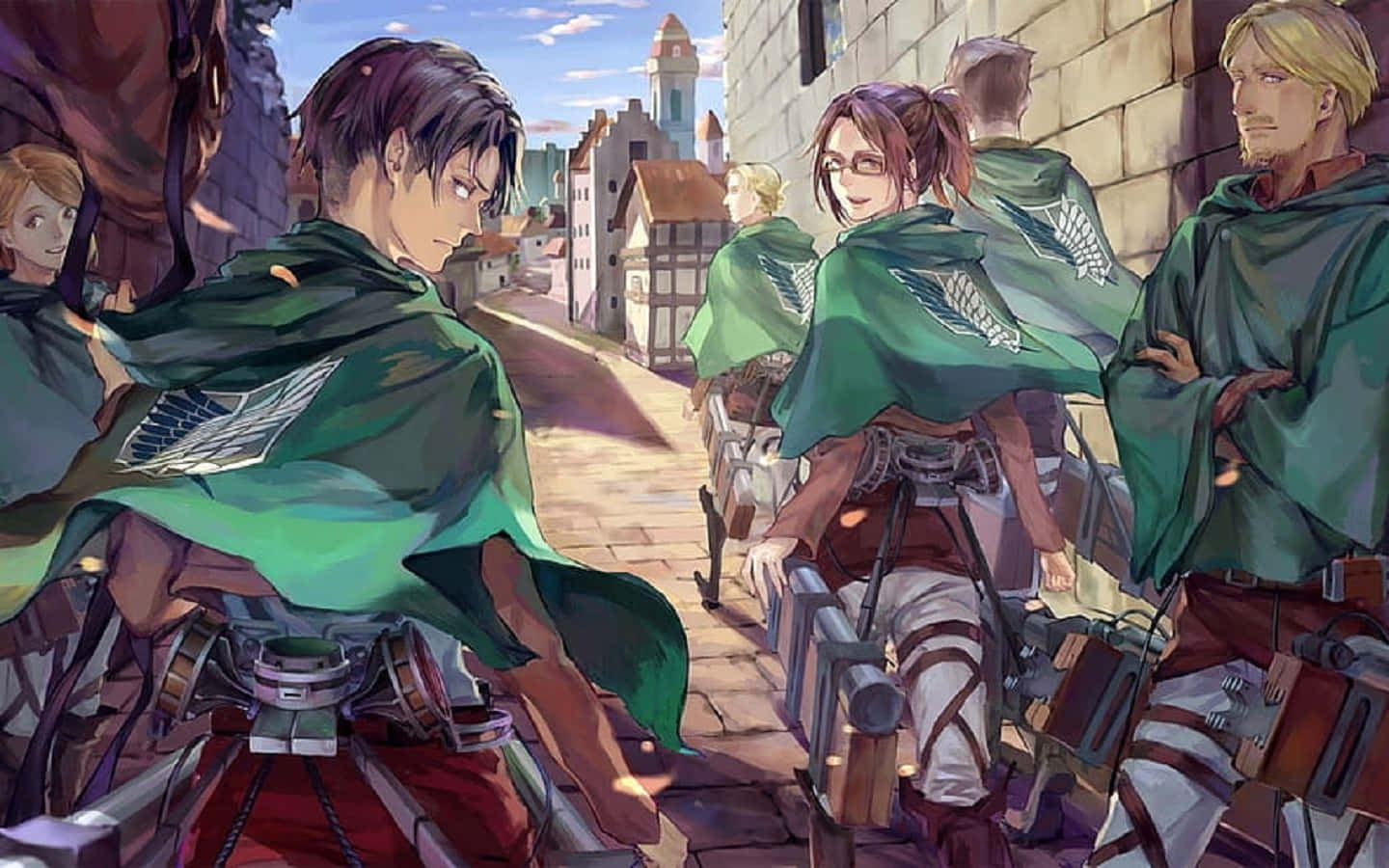Survey Corps Cape, green cloaks, winged insignias, HD Desktop Wallpaper
