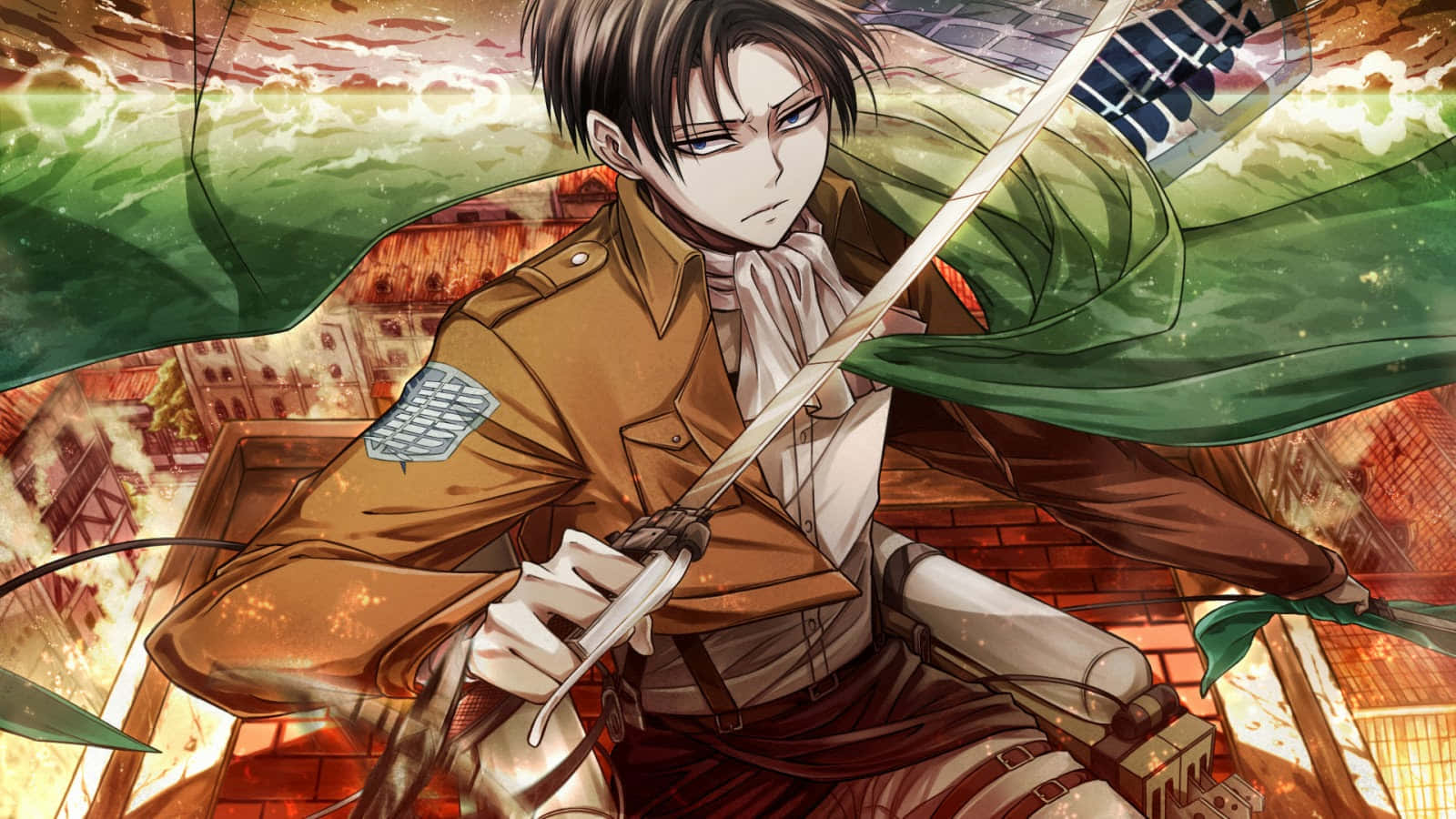 Survey Corps, brown uniform, sword, HD Desktop Wallpaper
