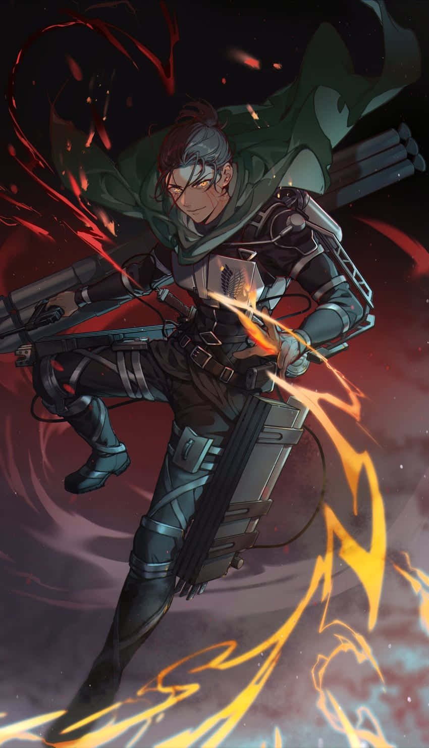 Survey Corps, dark armor, green cloak, HD Phone Wallpaper