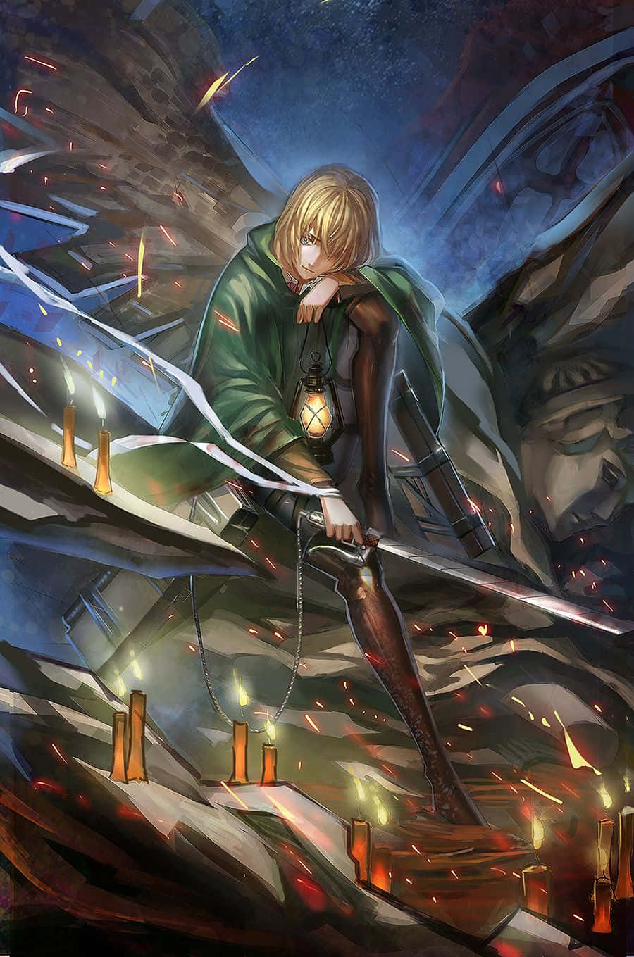 Survey Corps, blonde warrior, green cloak, HD Phone Wallpaper