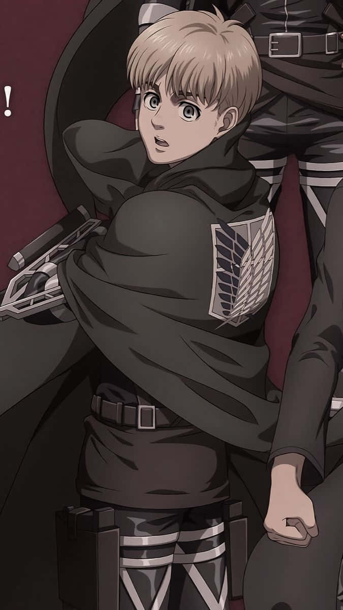 Survey Corps, blonde anime soldier, dark uniform, SD Phone Wallpaper