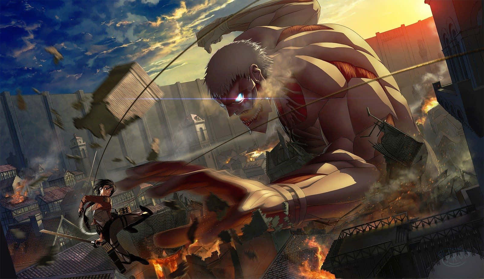 survival, colossal titan, glowing eyes, HD Desktop Wallpaper