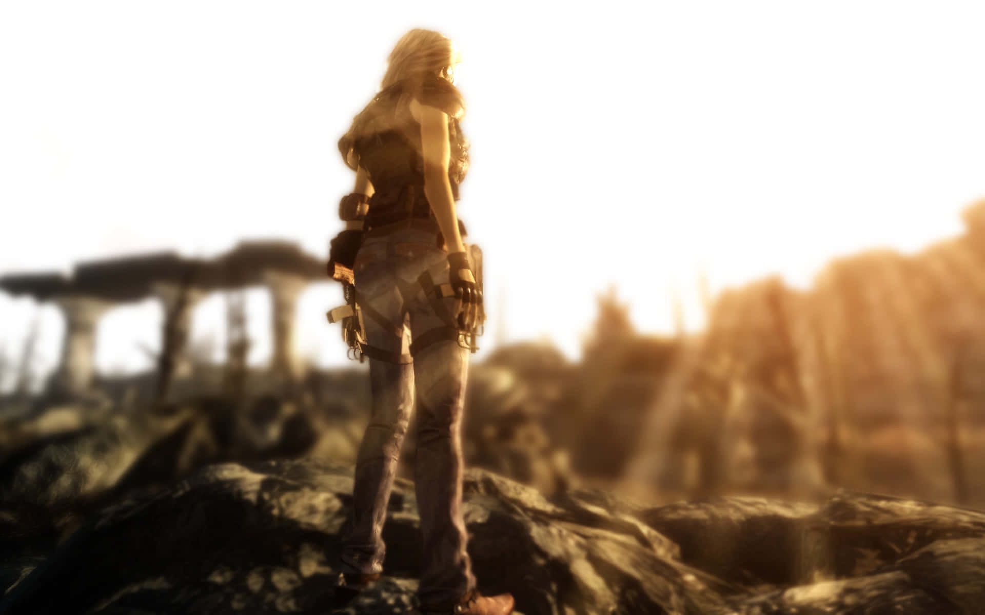 post apocalyptic survivor, sunset, rocky terrain, Full HD Desktop Wallpaper