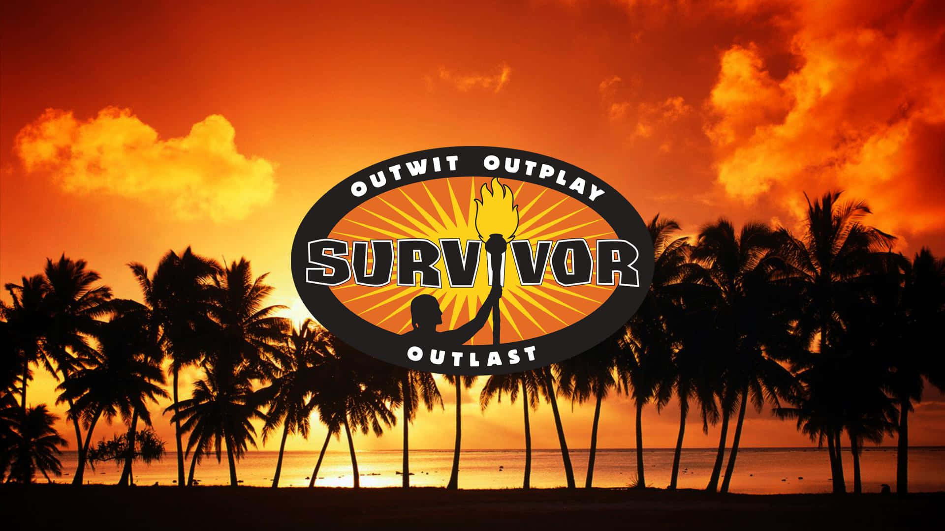 Survivor, fiery sunset, palm trees, Full HD Desktop Wallpaper