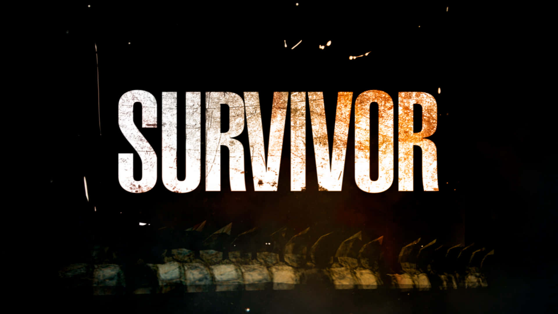 SURVIVOR, fiery orange, white distress, Full HD Desktop Wallpaper