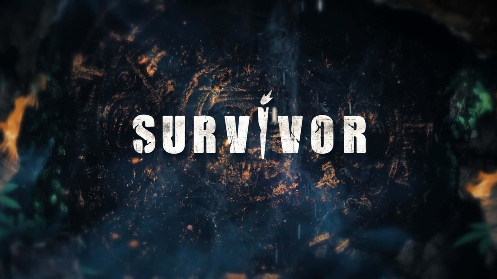 SURVIVOR, cracked white letters, dark smoky jungle, HD Desktop Wallpaper