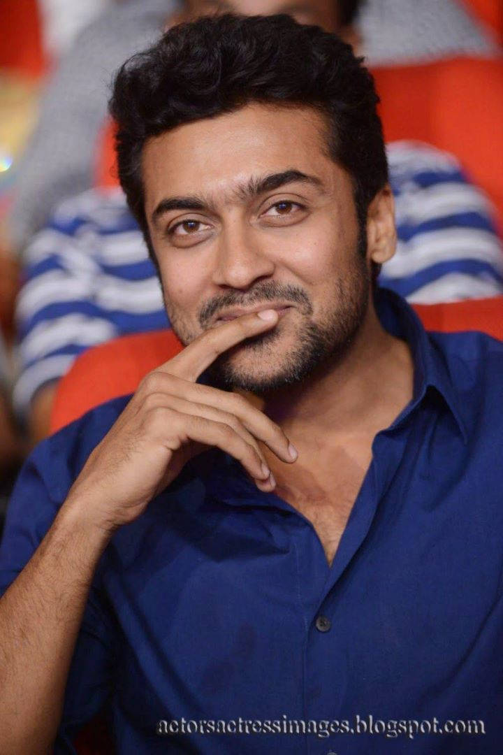 Surya, blue shirt, finger on lips, SD Phone Wallpaper