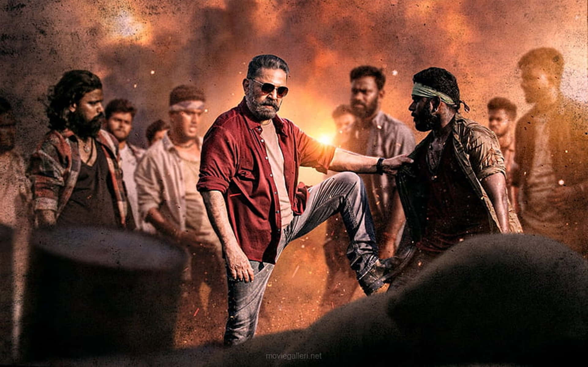 Surya The Soldier, red shirt, sunglasses, Full HD Desktop Wallpaper