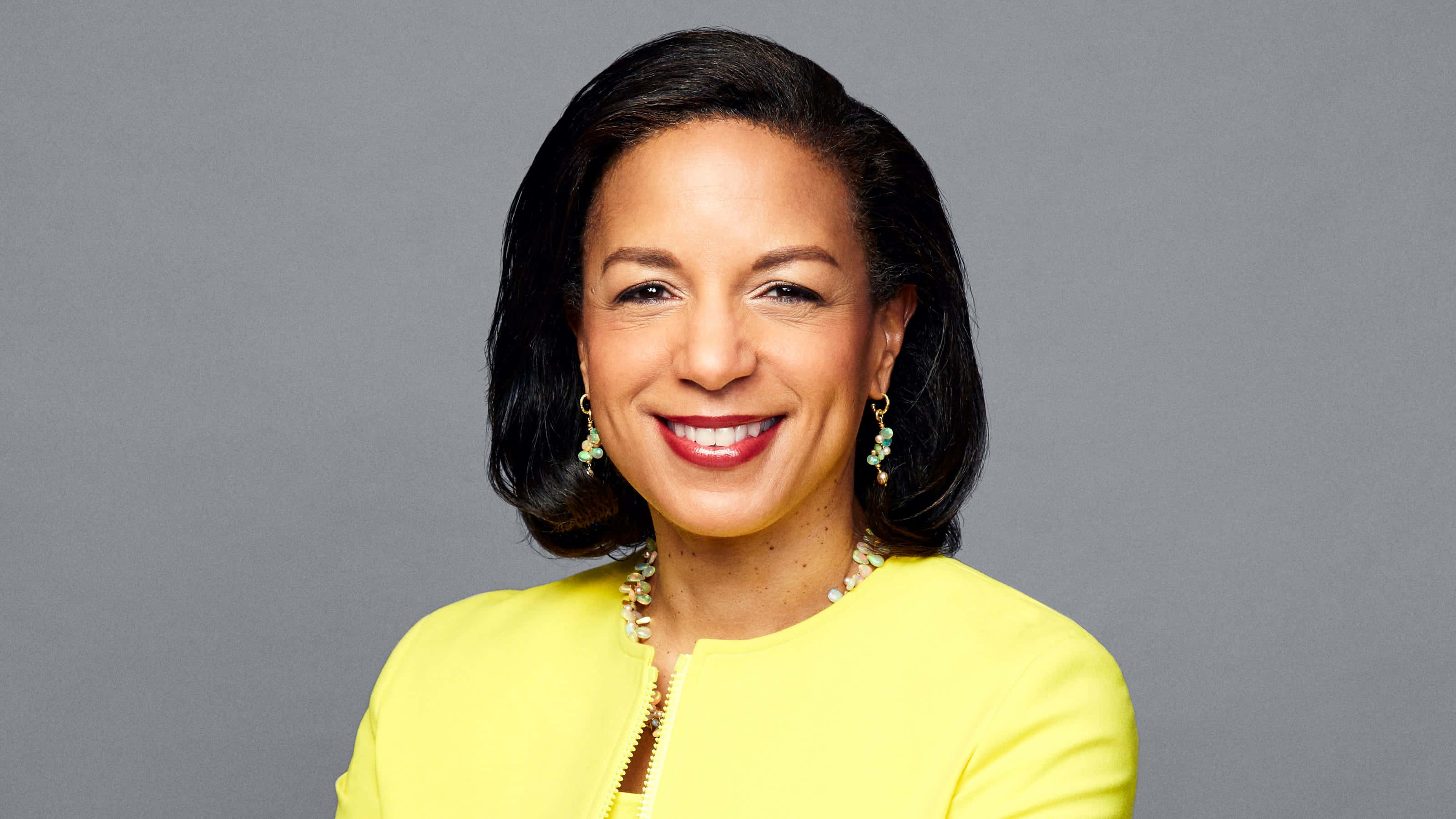 Susan Rice, yellow top, dark hair, 2K Desktop Wallpaper