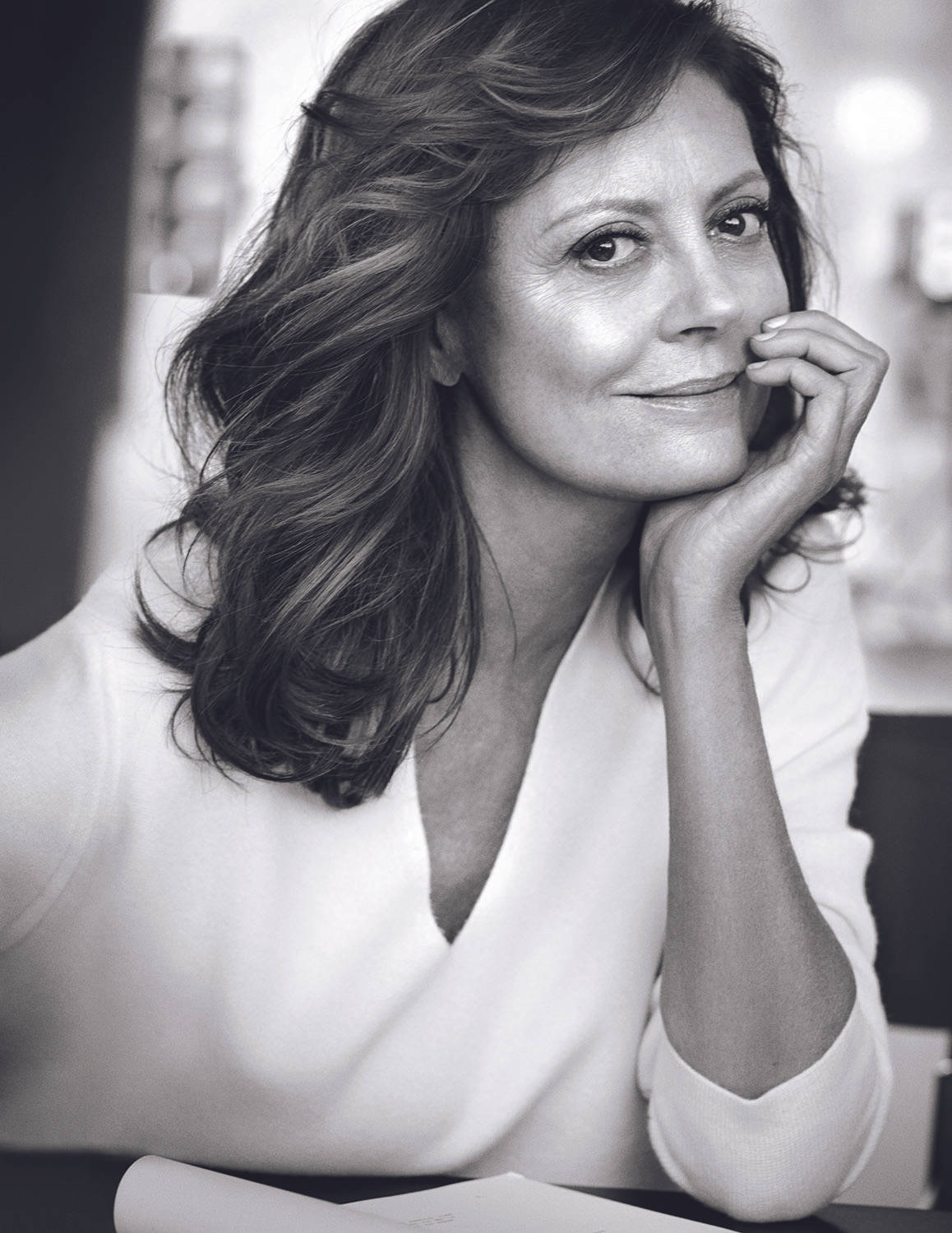 Susan Sarandon, black and white portrait, wavy hair, HD Phone Wallpaper