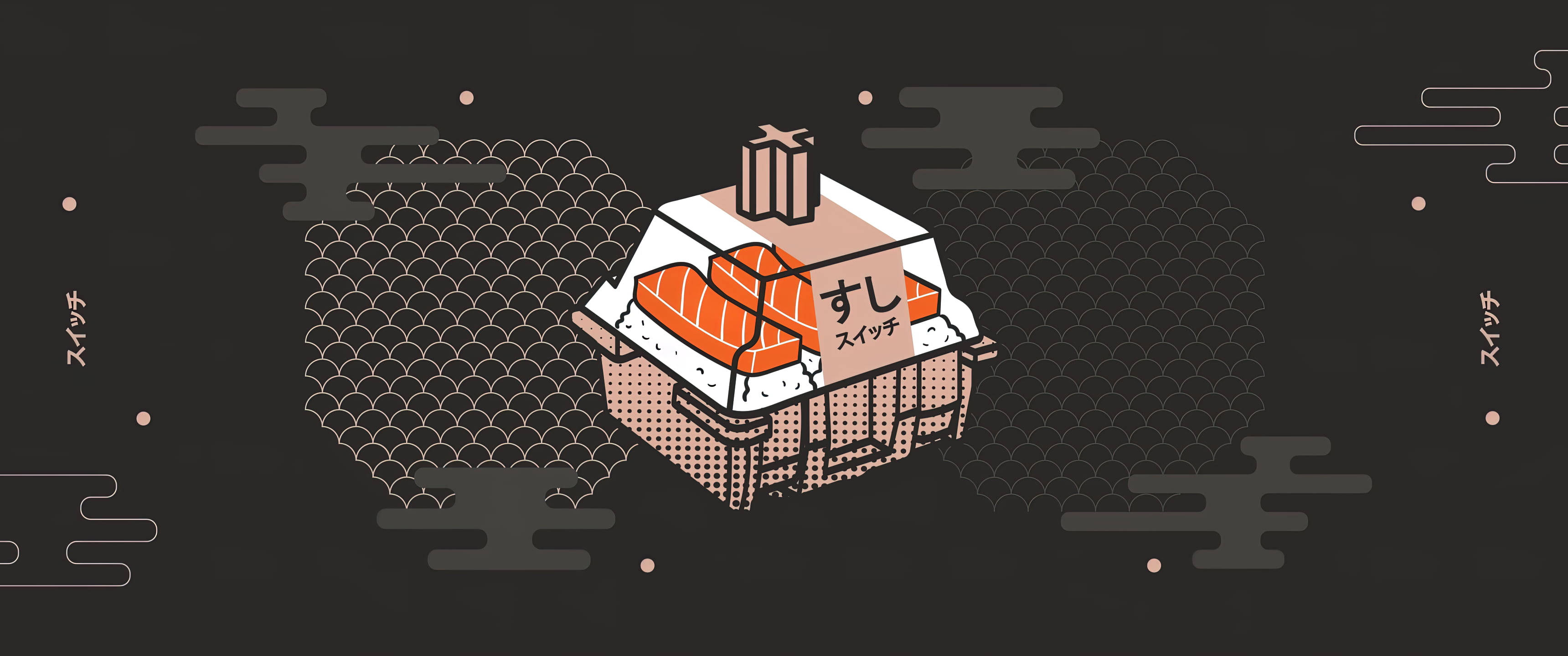salmon sushi, sushi box, fish-scale pattern, 2K Desktop Wallpaper