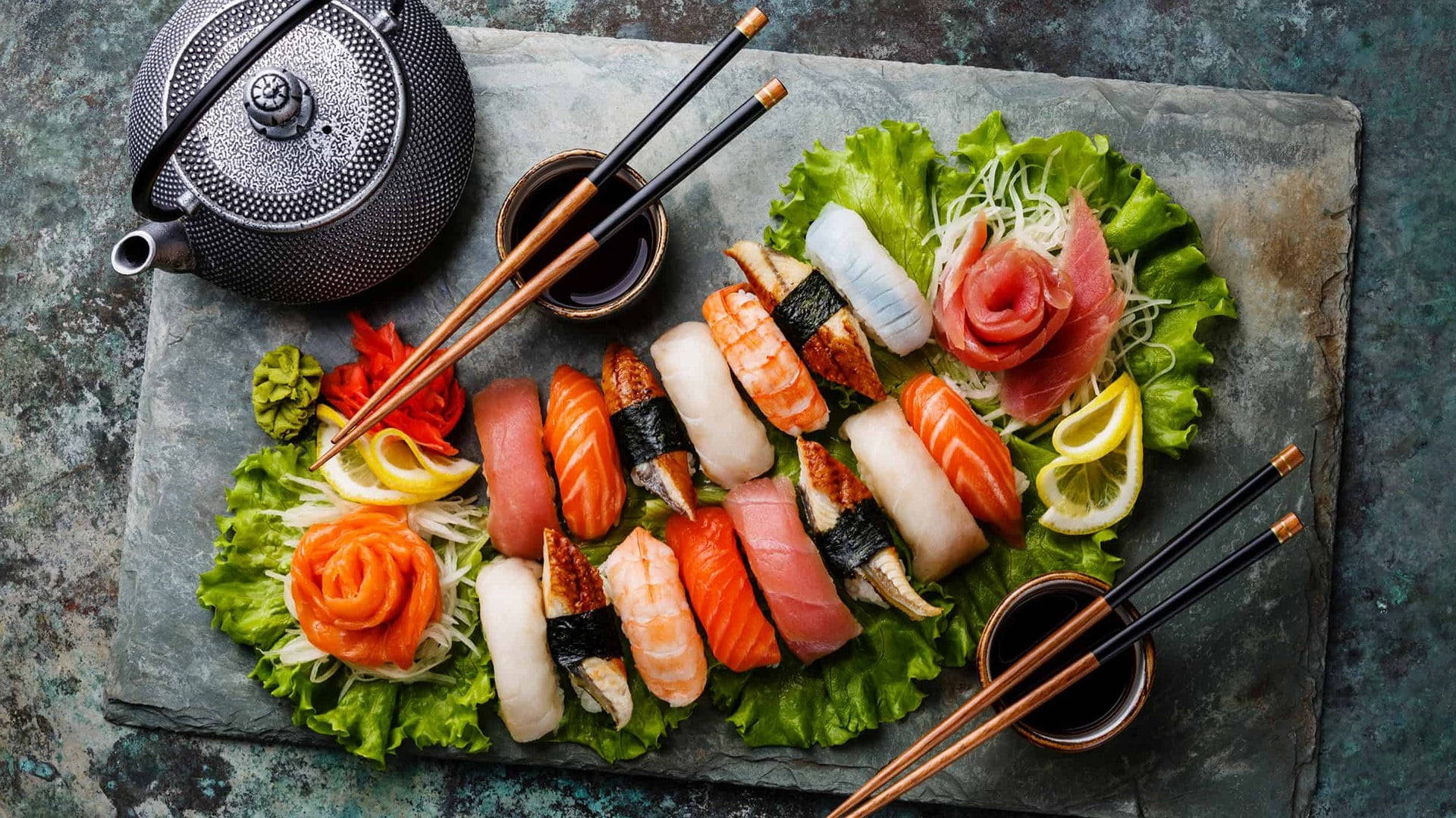 sushi, nigiri, sashimi, Full HD Desktop Wallpaper